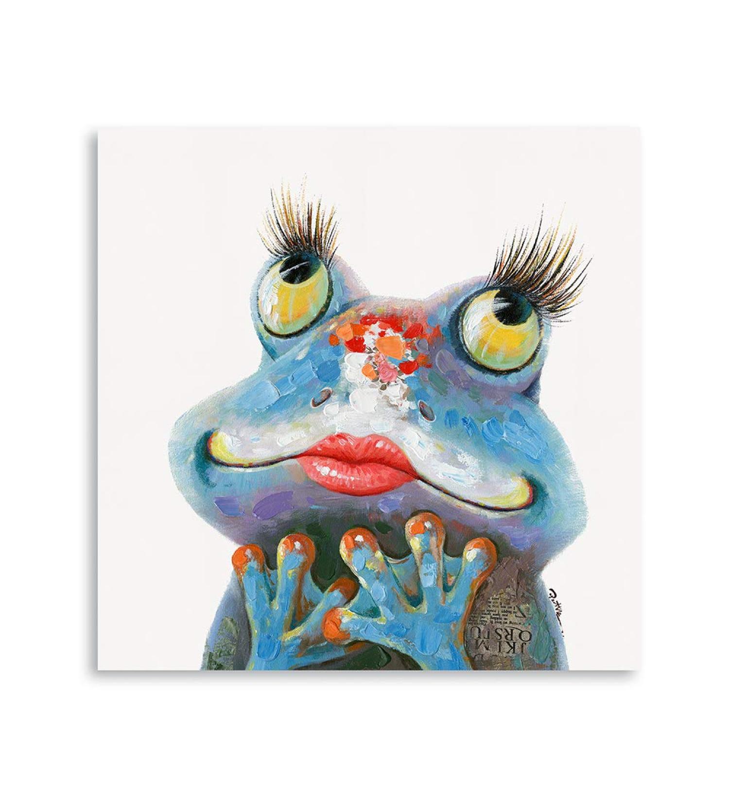 Feminine Frog Wall Decor - Red Lips & Long Eyelash Frog Desk Print for Women - Modern Farmhouse Home Decor - 30x30CM with Frame - Ready to Hang - Buy Online on GoSupps.com