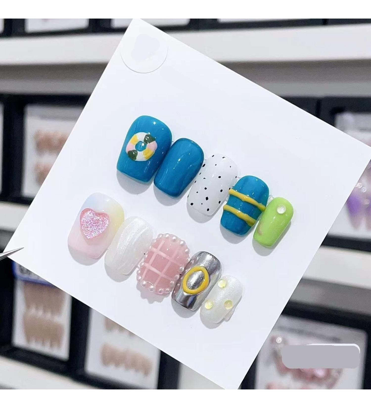 Handmade Long and Short Nail Patches for Artificial Nail Enhancement(Color:19551 Size:M) - Buy Online on GoSupps.com