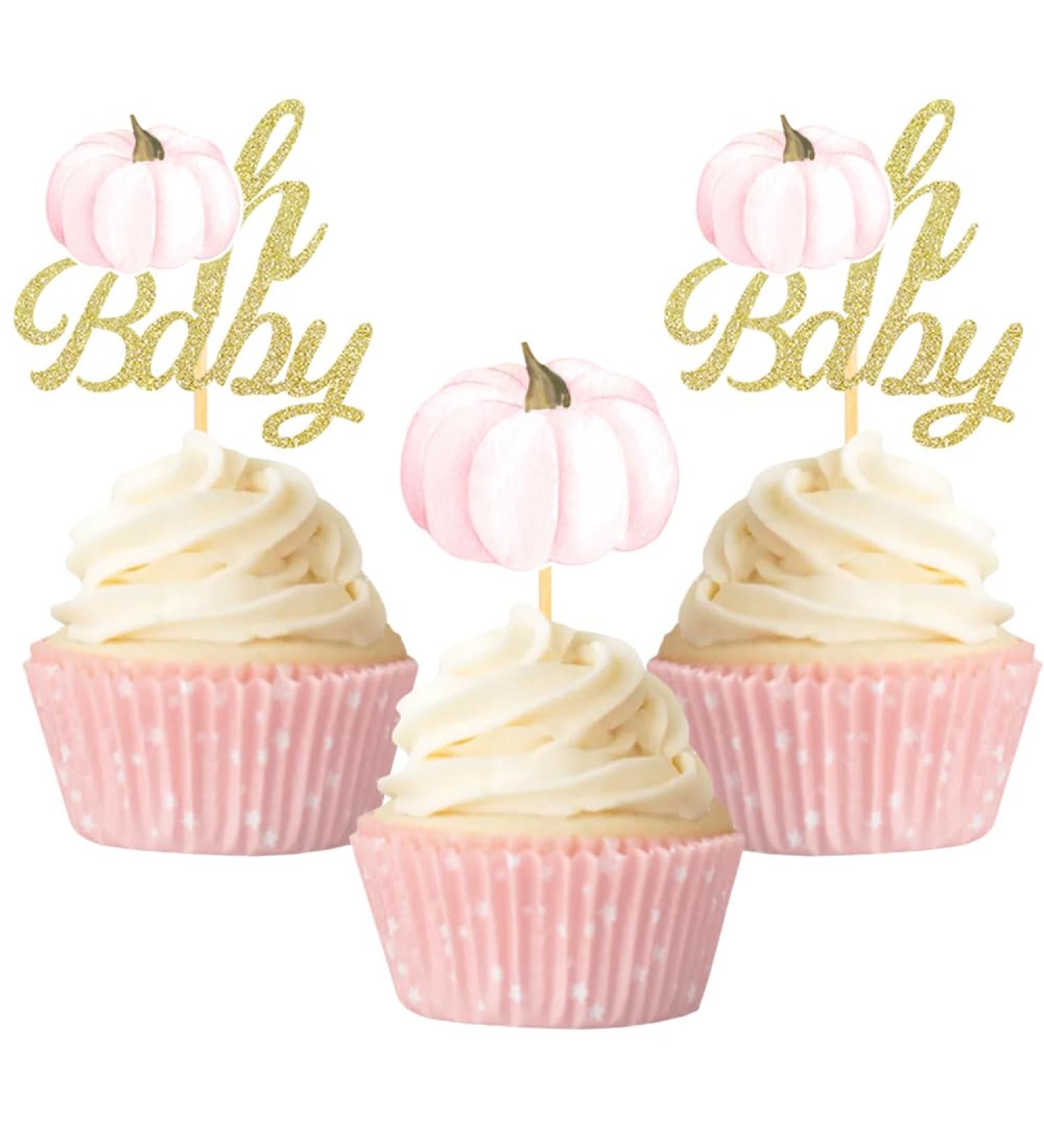 Little Pumpkin Cupcake Toppers Thanksgiving Birthday Baby Shower Fall Theme Party Decorations Gender Reveal Supplies - Set of 24 (baby peach) - Buy Online on GoSupps.com