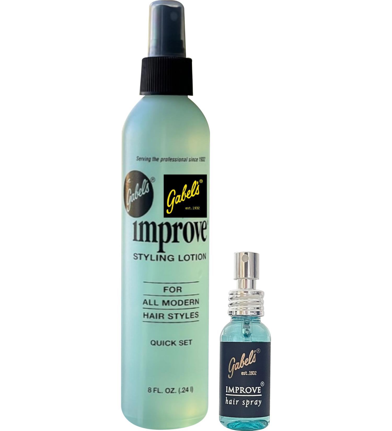 Improve Gabel s Styling Lotion Hair Spray Quick Set 8oz (Green) 1oz (Blue) Authentic Gabel's Manufacturer Direct 8ozGreen 1ozBlue