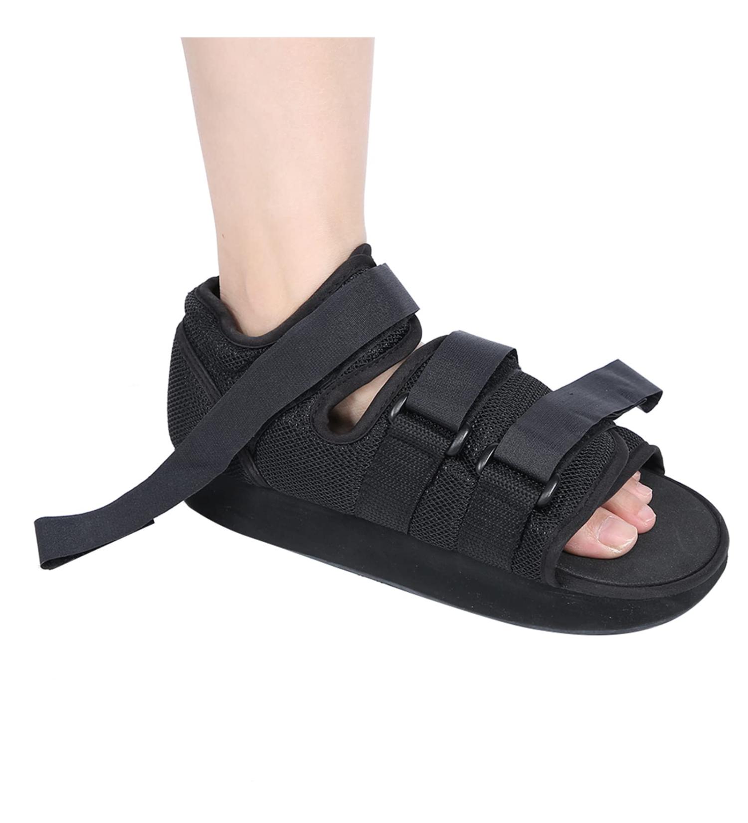 Postoperative Recreational Shoe - Adjustable Medical Support for Broken Foot Toe & Stress Fractures | L-Black - Buy Online on GoSupps.com