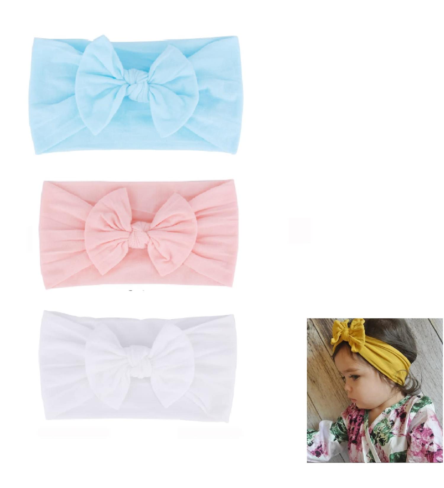 Shop Stylish Baby Girl Headbands - 3PC Nylon Hair Accessories for Newborns & Toddlers - Buy Online on GoSupps.com