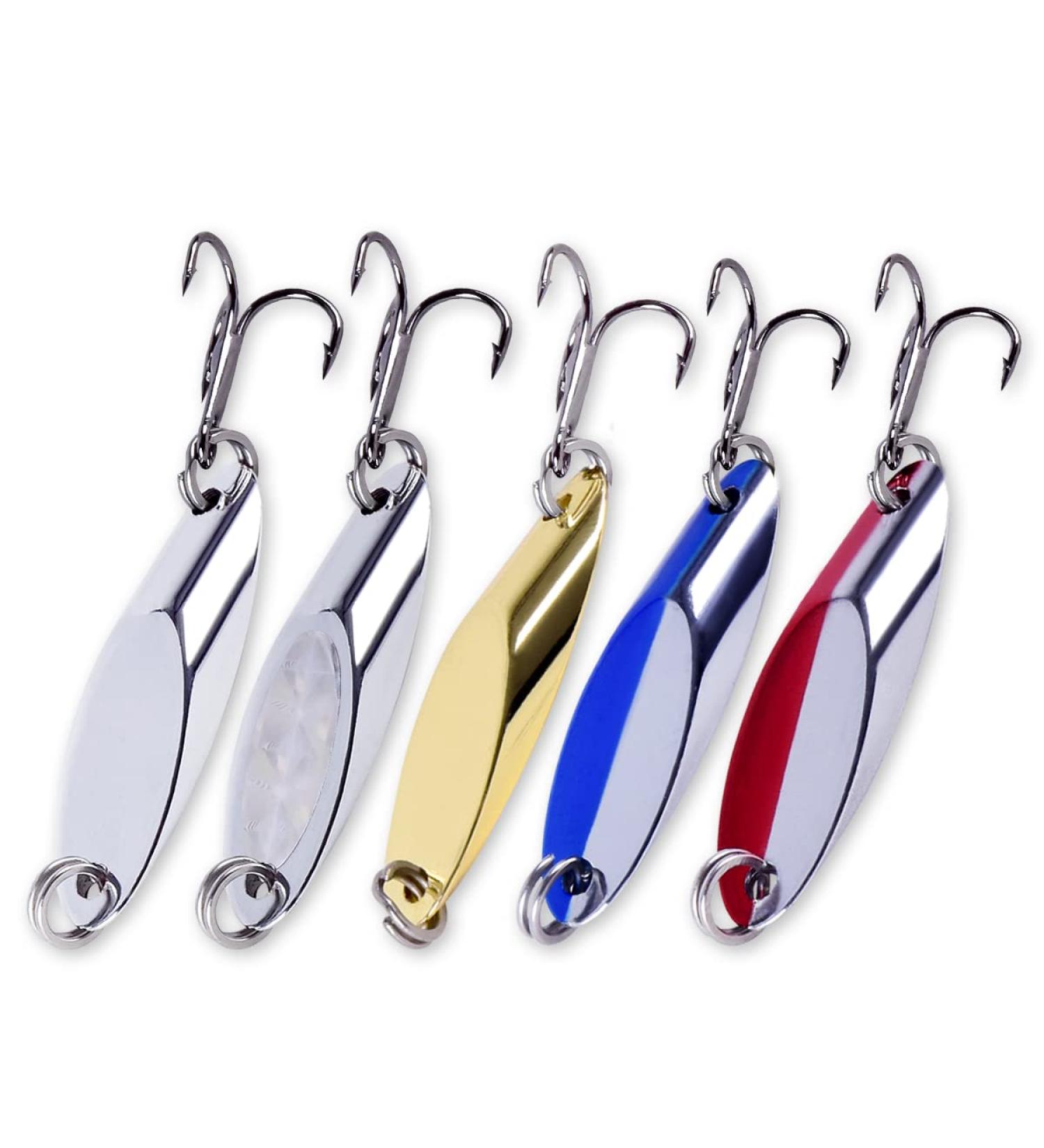 REBORNSUN 5pc Fishing Lures Spoon Kit - Bass Trout Spinner Baits 5.0g - Freshwater & Saltwater Tackle - Buy Online on GoSupps.com