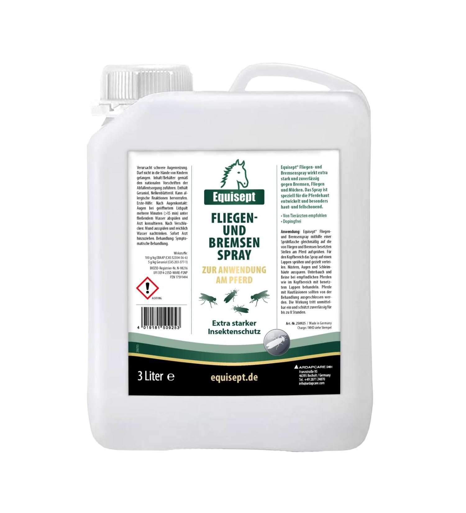 Equisept Fly Spray for Horses - 3L Insect Spray Canister | Mosquito & Horse Skin Care - Veterinarian Recommended Doping-Free - Buy Online on GoSupps.com