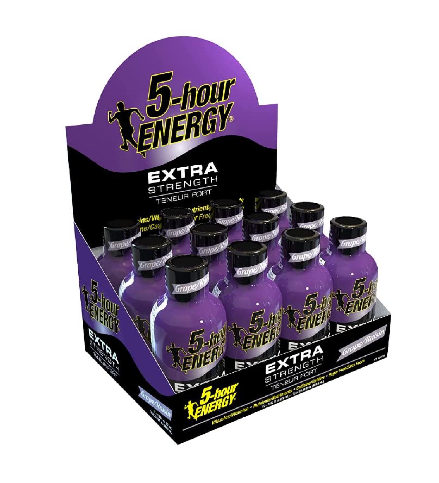5-hour Energy - Extra Strength - Grape - 1 Box of 12 x 57ml Bottles - Buy Online on GoSupps.com