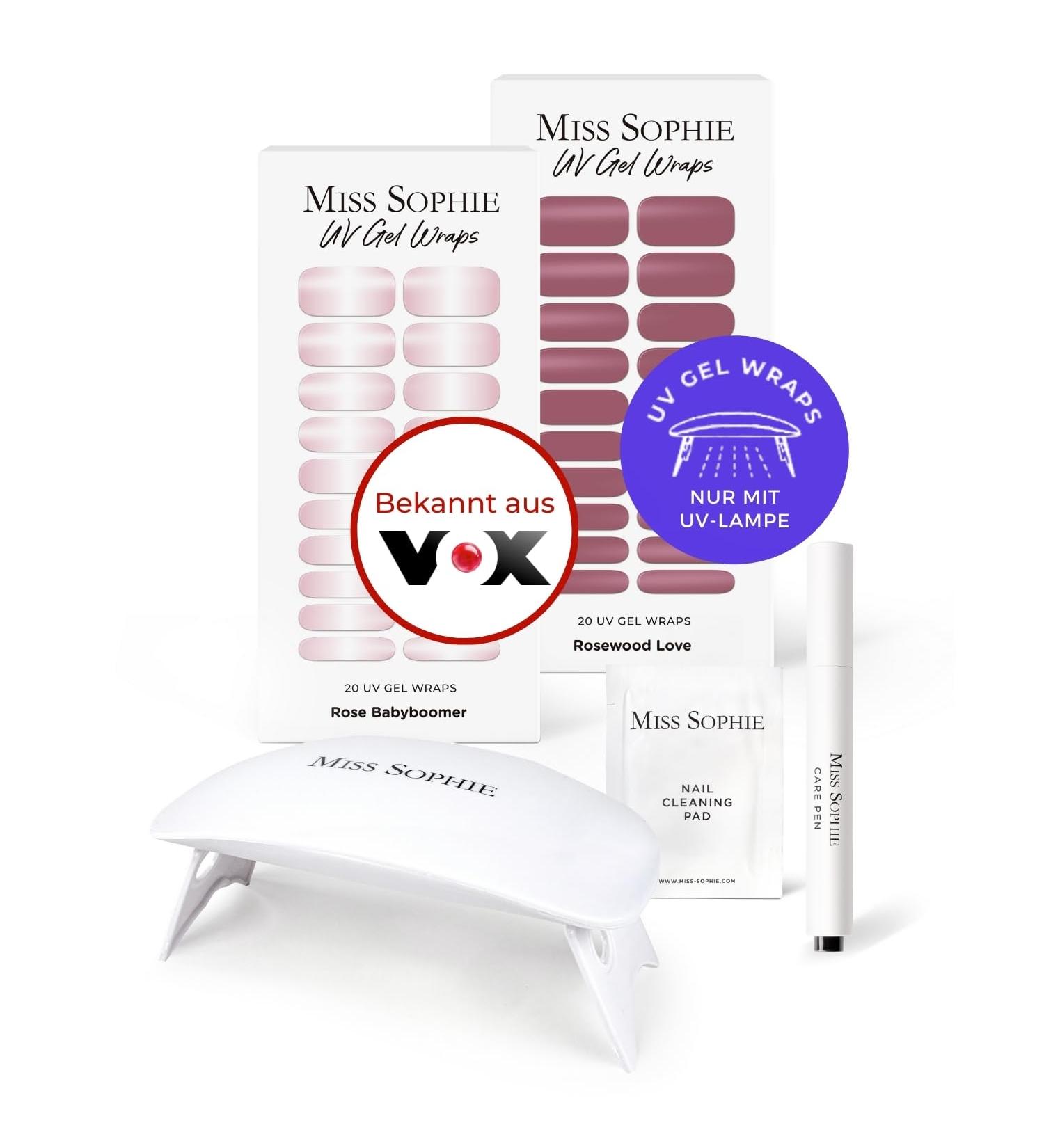 Original Miss Sophie UV Starterset - Self-Adhesive Nail Foils & Stickers in Rosewood Love & Rose Baby Boomer - Quick & Easy Application for Perfect Nails - Buy Online on GoSupps.com