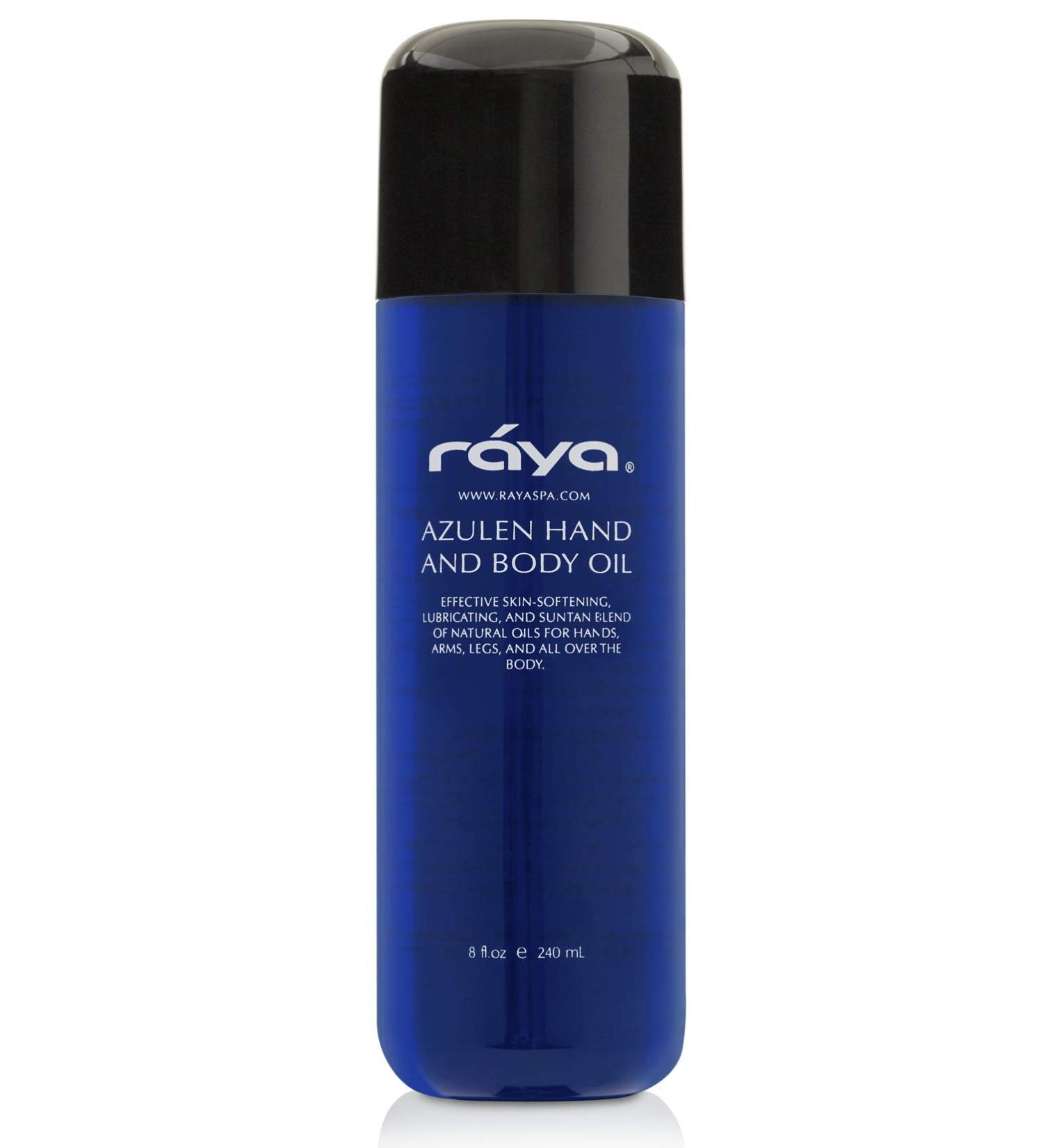 Raya Azulen Hand and Body Oil 8 oz | Natural Softening Oil for Hands Arms Legs & Body | Ideal Massage Oil for All Skin Types - Buy Online on GoSupps.com