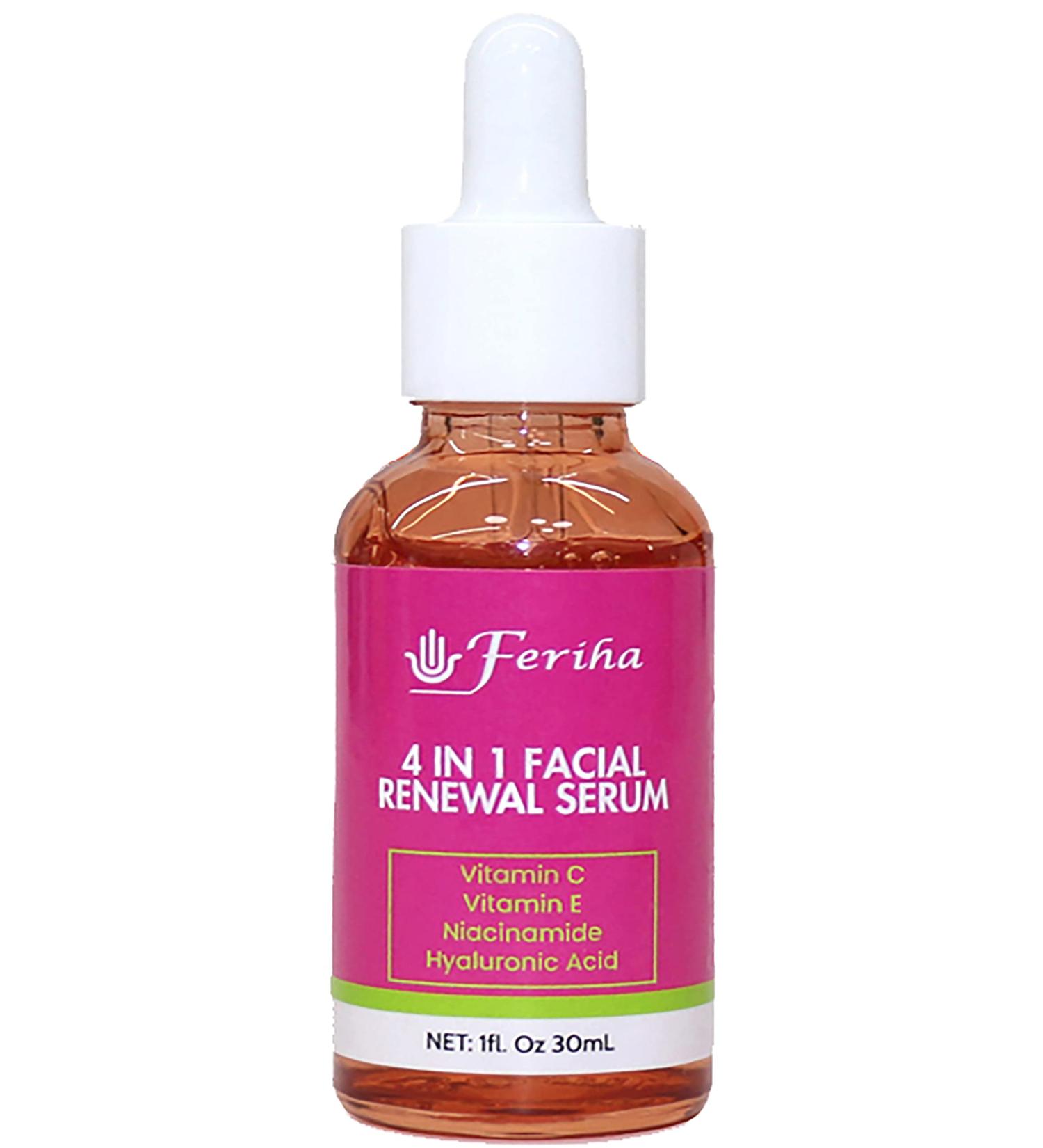 4 in 1 Facial Renewal Serum - Vitamin C E Hyaluronic Acid & Niacinamide | Ultra Regenerating Treatment for Radiant Skin - Buy Online on GoSupps.com