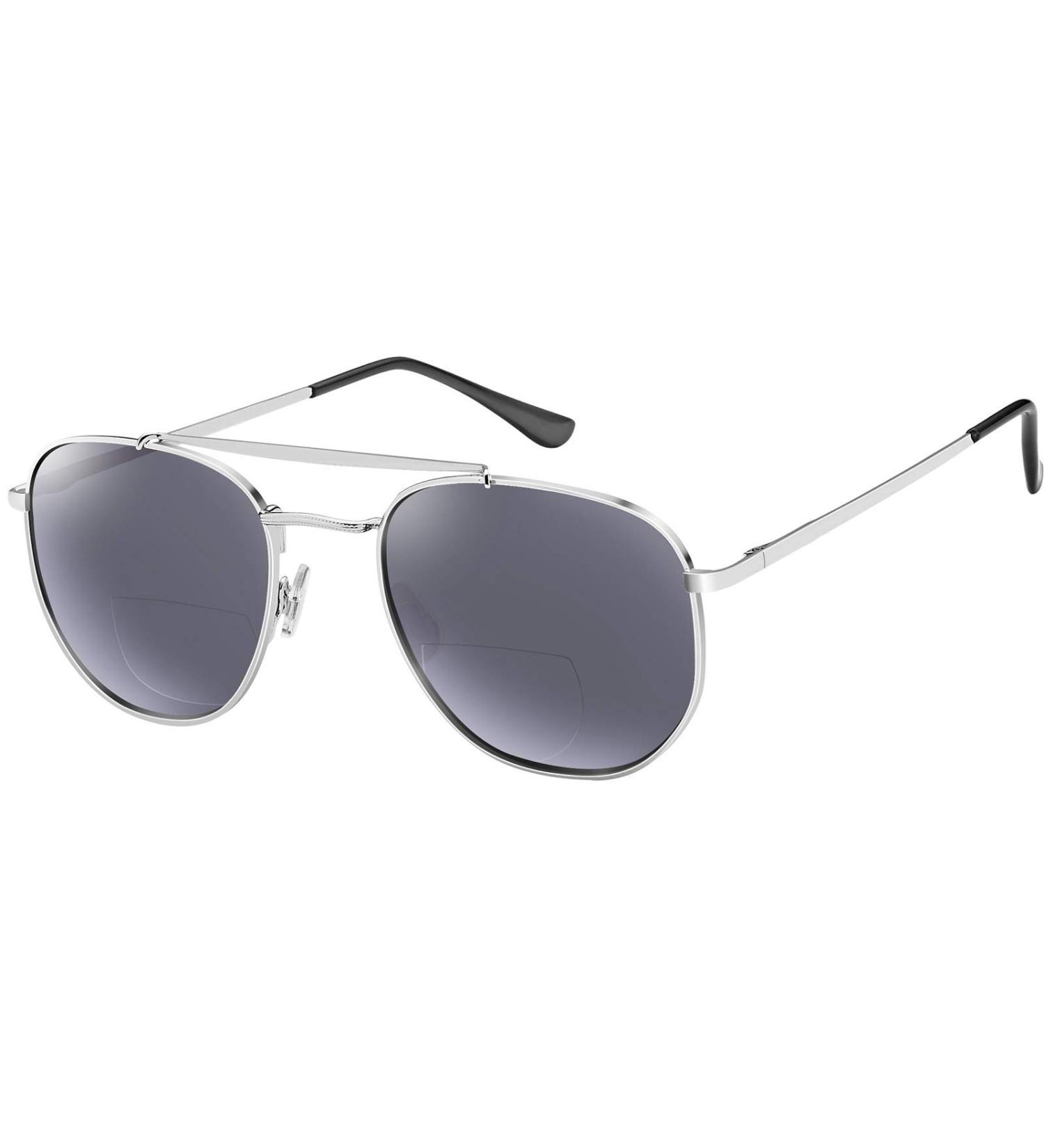 Bifocal Aviator Sun Readers 1.0D Reading Sunglasses | UV400 Grey | Women Men - Buy Online on GoSupps.com