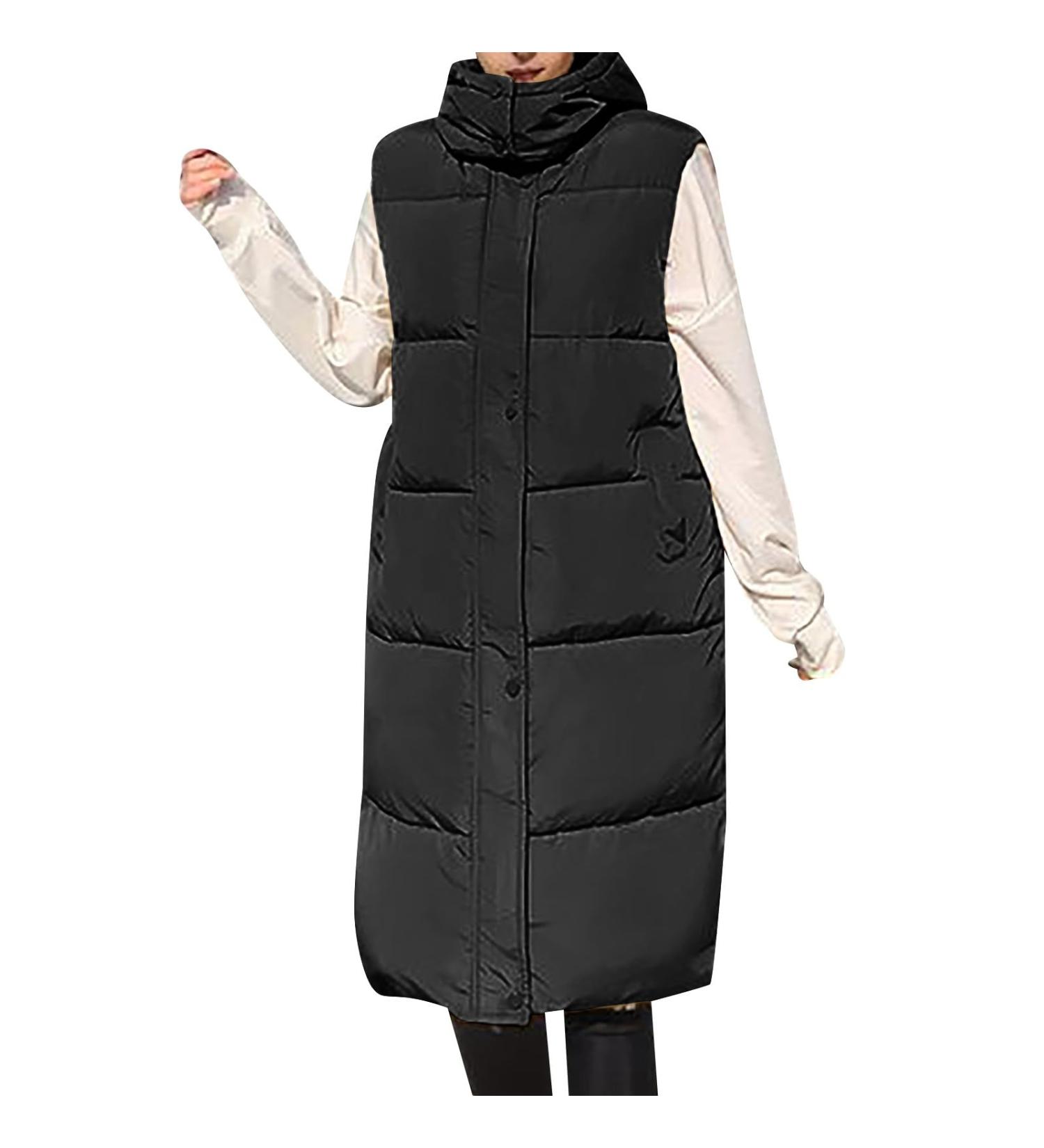 Women's Waterproof Winter Coat - Creamkatzii Long Quilted Jacket with Removable Hood | Warm & Lightweight | Black & Cream | Plus Sizes Available - Buy Online on GoSupps.com