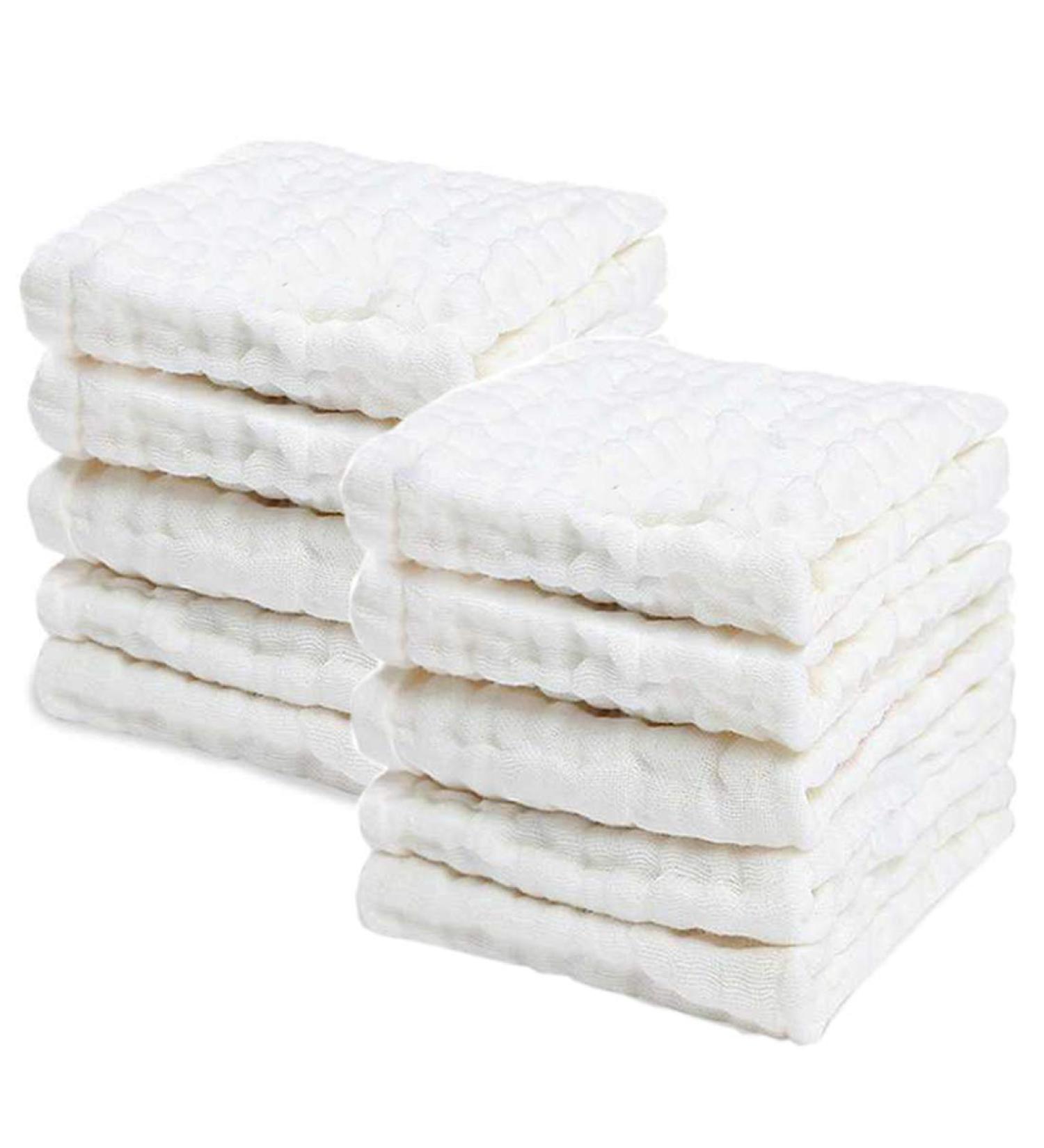 PPOGOO Baby Muslin Washcloths - 10 Pack Natural Cotton Baby Wipes and Face Towels - Buy Online on GoSupps.com