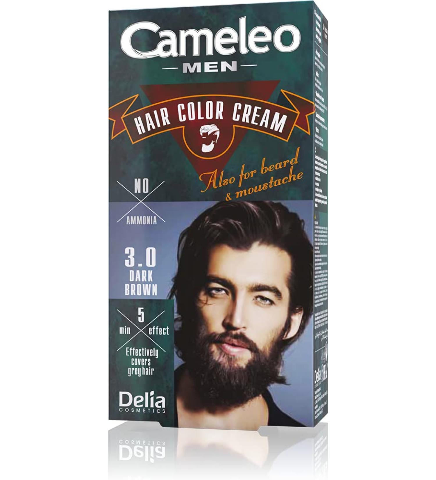 Cameleo Men Dark Brown Permanent Hair Dye - 5 Minute Natural Colour | Cover Grey Hair | Ammonia Free | 30ml - Buy Online on GoSupps.com