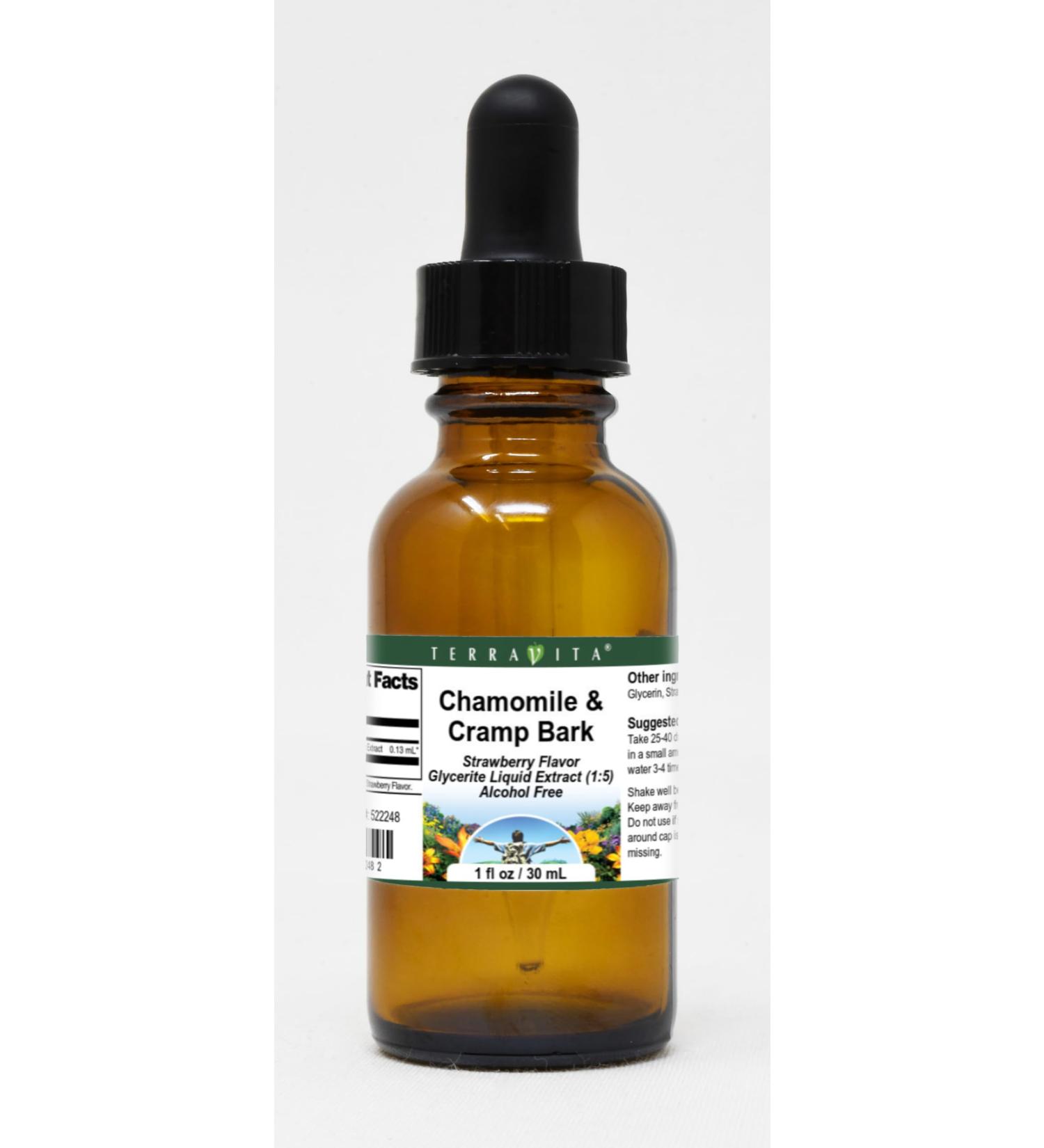 Chamomile & Cramp Bark Glycerite Liquid Extract (1:5) - Strawberry Flavored (1 oz ZIN: 522248) - 3 Pack - Buy Online on GoSupps.com