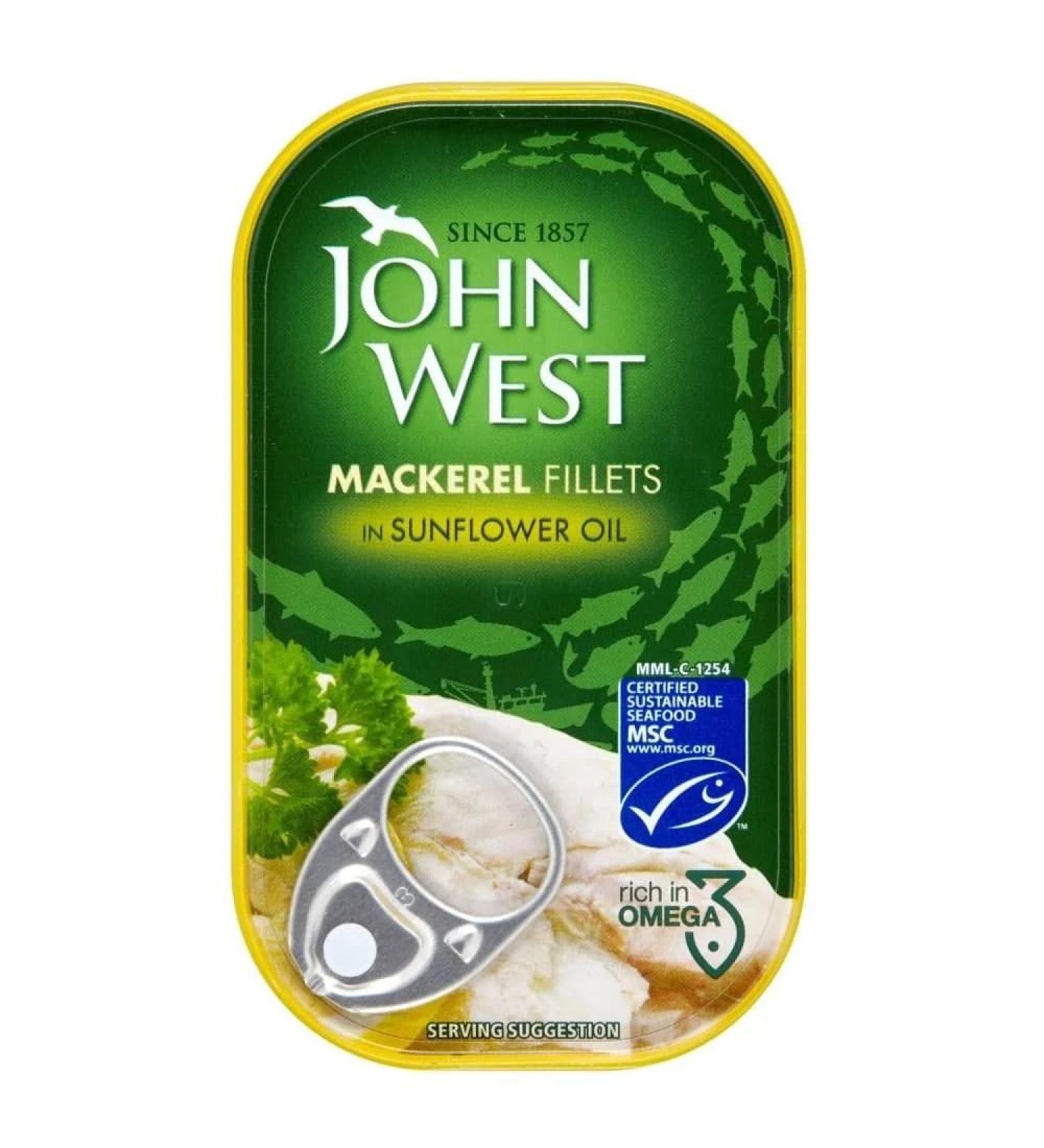 MASJohn West Mackerel Fillets in Sunflower Oil 85g-Fd