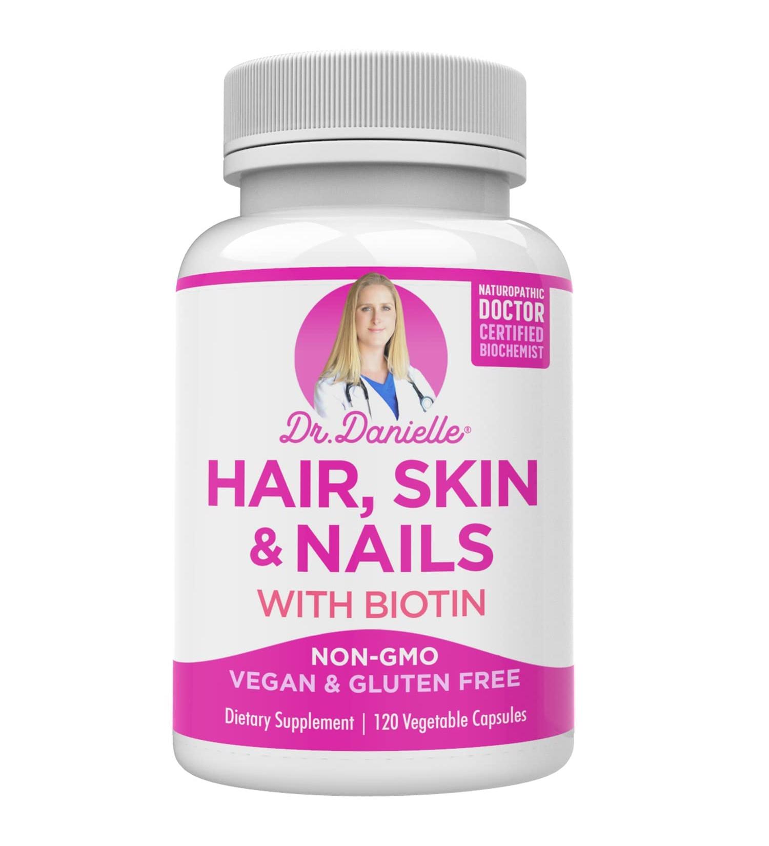Doctor Danielle Hair Skin Nails Vitamins Biotin 5000mcg Supplement for Hair Growth & Glowing Skin with Organic Coconut Water & Rice Phytoceramides - Buy Online on GoSupps.com