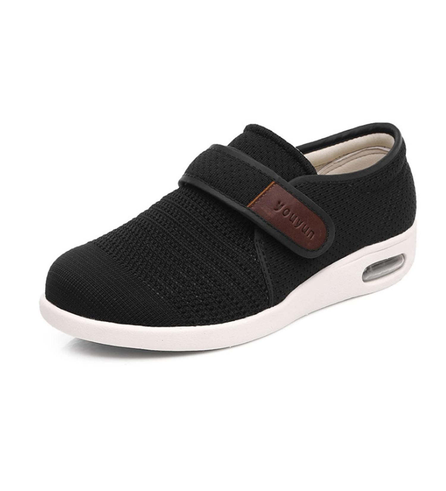 KHFHVB Women's Wide Width Diabetic Walking Shoes - Adjustable Closure for Edema, Plantar Fasciitis, Bunions - Black - Buy Online on GoSupps.com