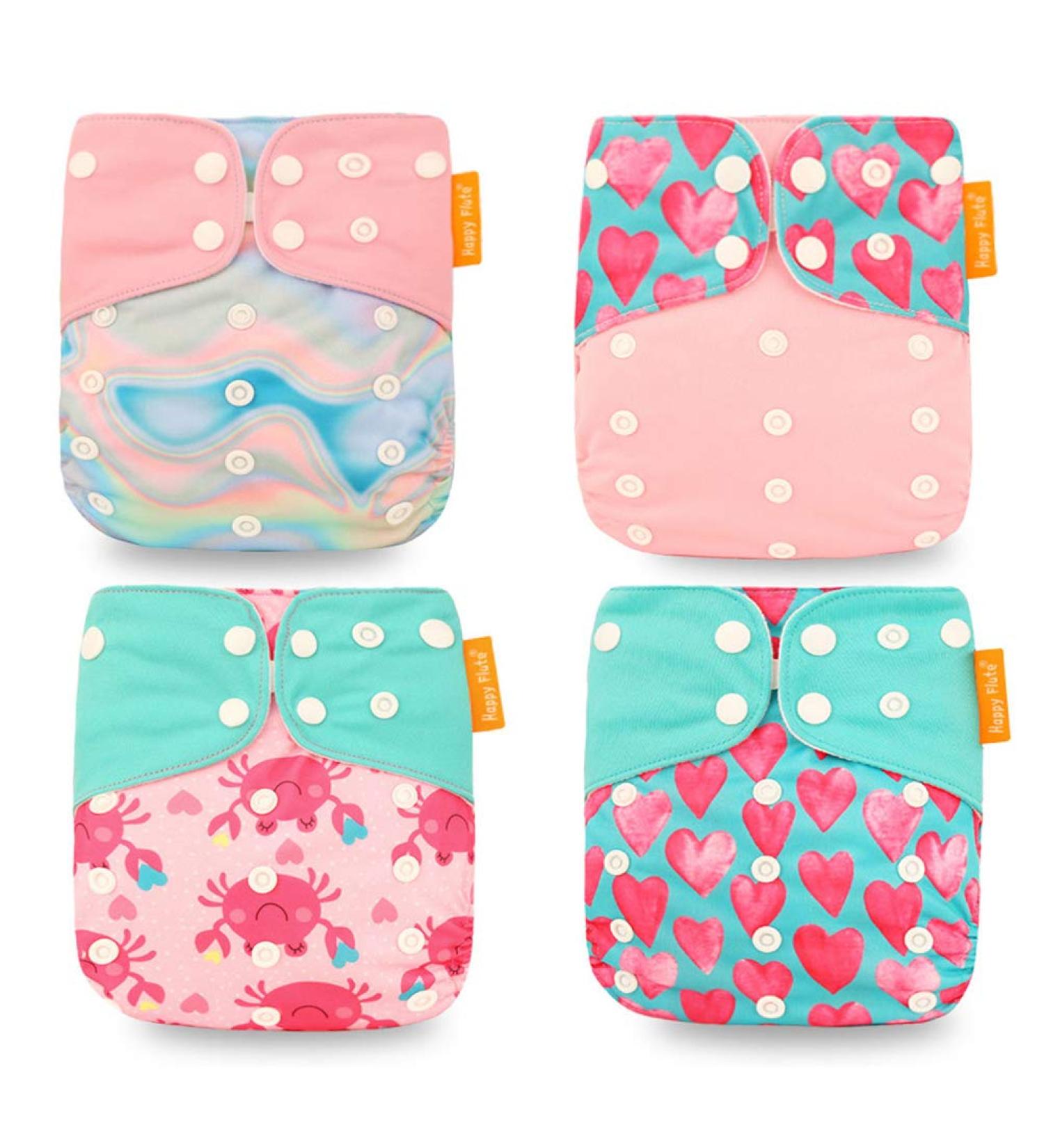 Hahago Baby Cloth Diaper | Washable Reusable All-in-One Pocket Diaper for Babies & Toddlers (Pink Love) - Eco-Friendly & Comfortable - Buy Online on GoSupps.com