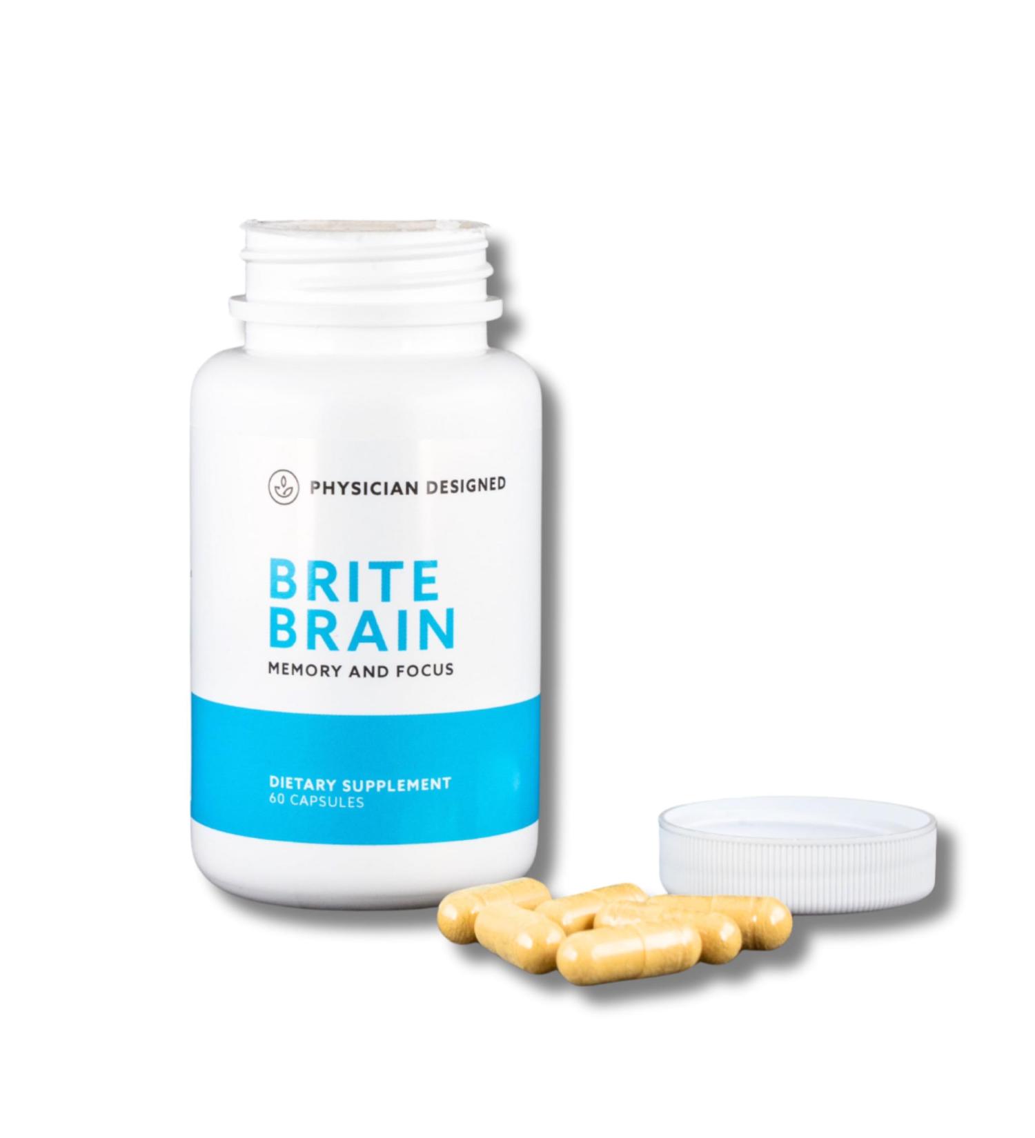 Physician Designed Brite Brain Supplement - Ultra CoQ10 with PQQ for Energy Focus & Brain Health - Anti-Aging Formula - 60 Capsules - Shop Internationally - Buy Online on GoSupps.com