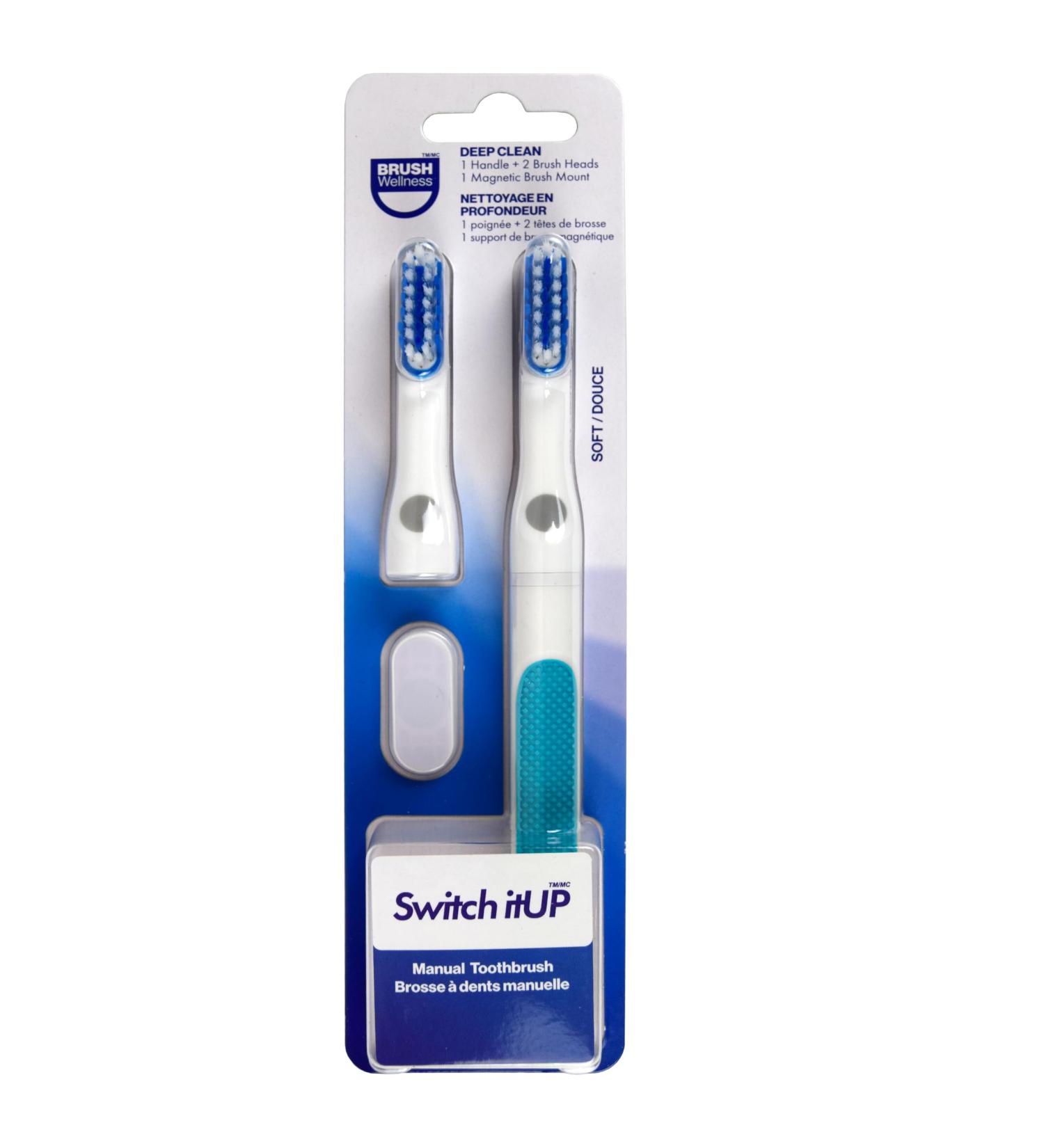 Deep Clean Manual Toothbrush with Switch itUp Brush Heads & Magnetic Mount Perfect for International Shipping - Buy Online on GoSupps.com