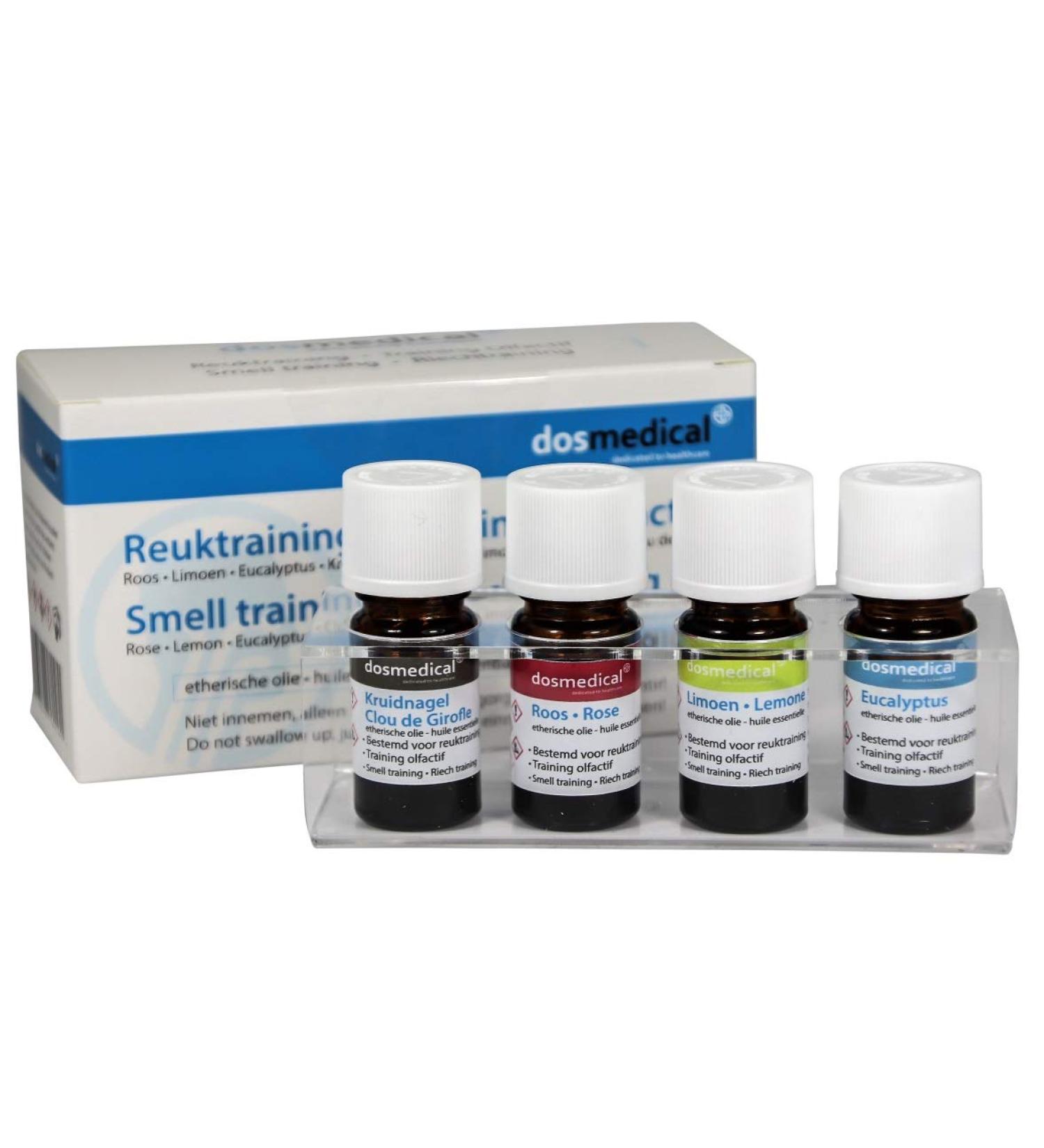 Olfactory training set 1 with essential oils (rose lime eucalyptus and clove)