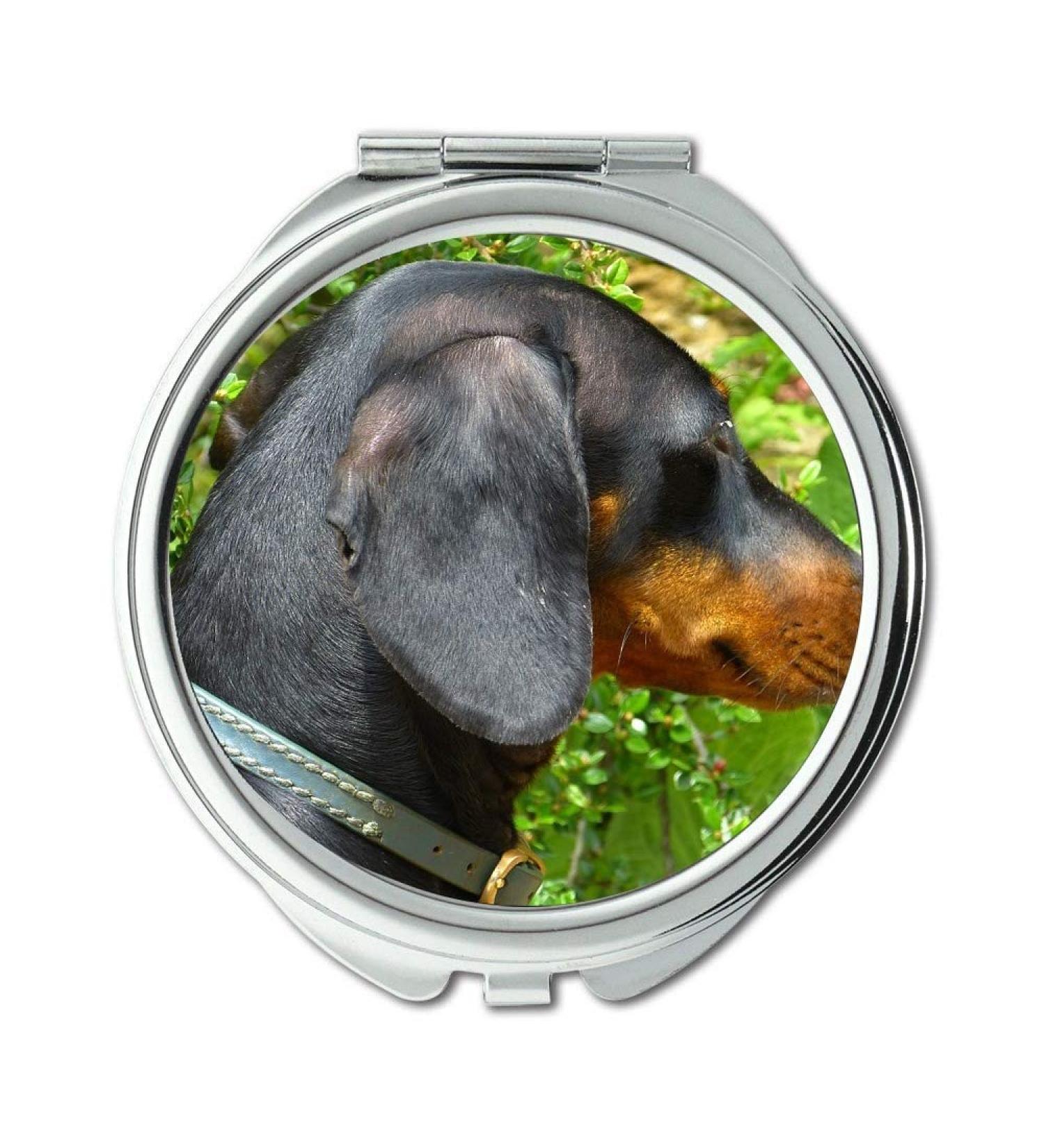Mirror Compact Mirror Dachshund Dog Black Brown Fur Animal Pocket Mirror portable mirror - Buy Online on GoSupps.com