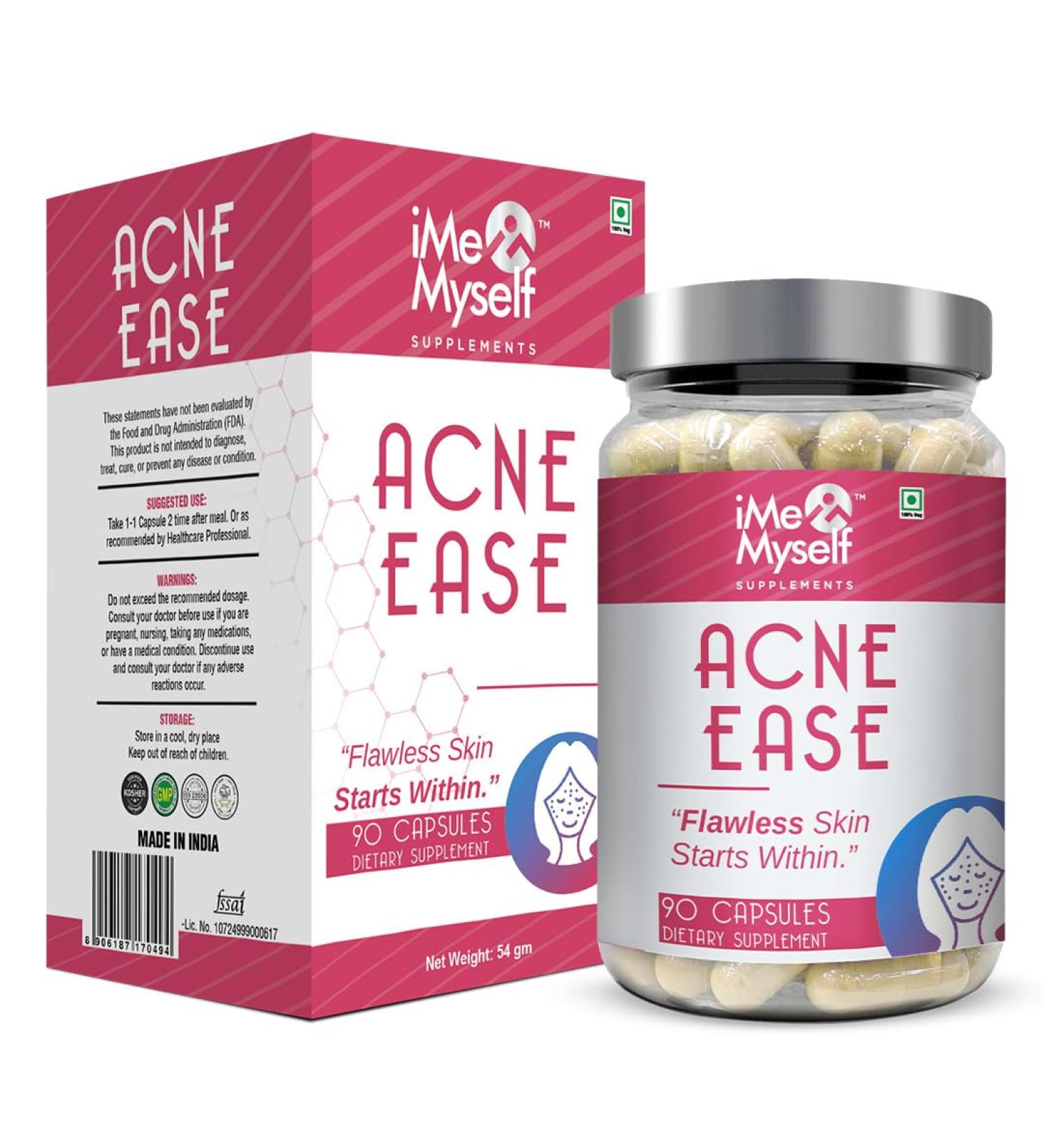 iMeMyself Clear Skin Support | 90 Capsules with Zinc Vitamin A Niacinamide Berberine Glutathione Neem Probiotics Green Tea & Herbal Extracts - Buy Online on GoSupps.com