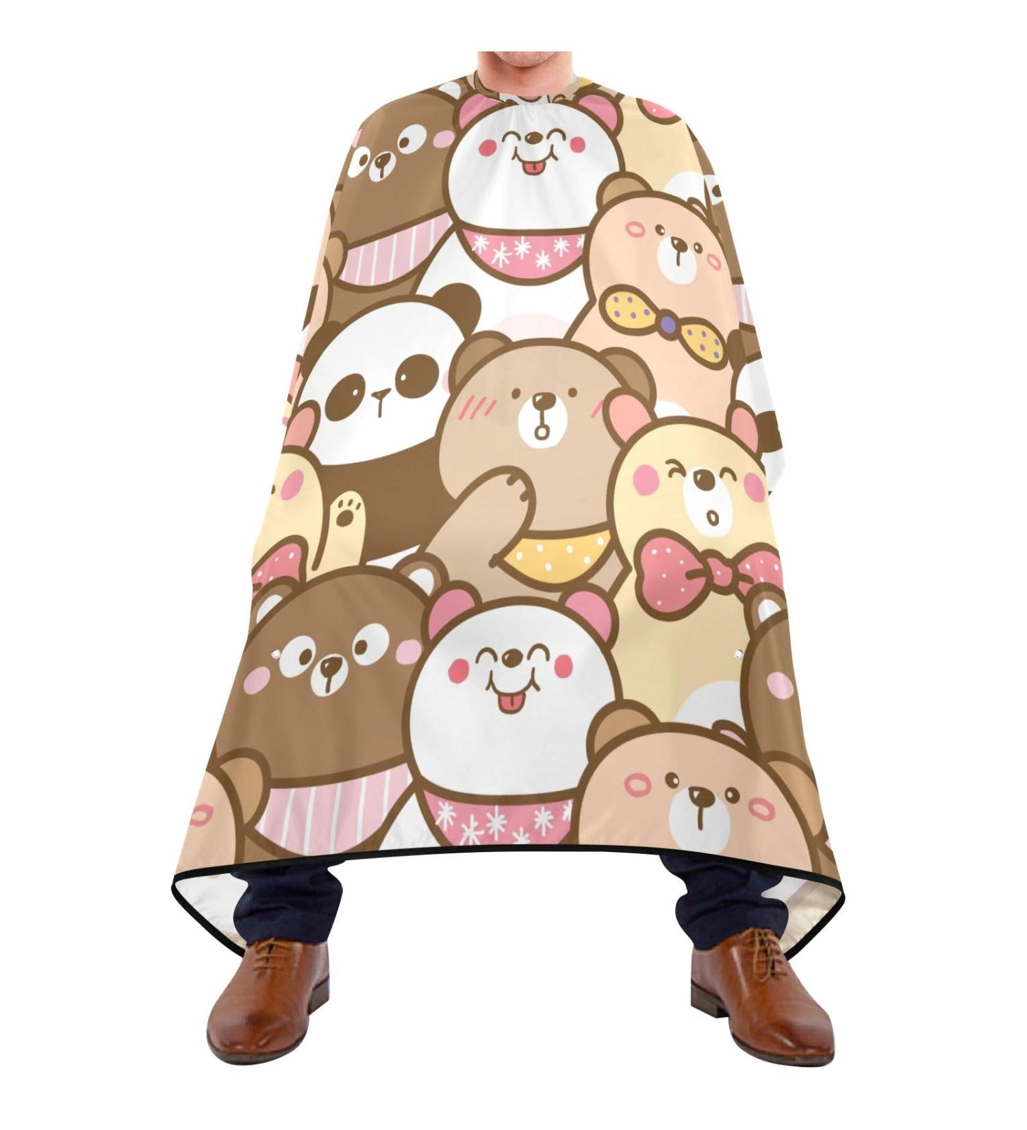 Waterproof Barber Cape | Cute Cartoon Bear & Panda Haircut Bib for Men & Women | Unisex Cheetah Hair Cutting Cape - Buy Online on GoSupps.com