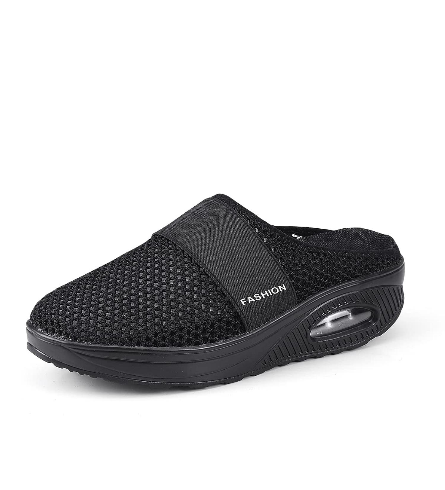 Horblux Women's Air Cushion Slip-On Walking Shoes - Orthopedic Diabetic Sandals with Arch Support, Size 9, Black - Buy Online on GoSupps.com