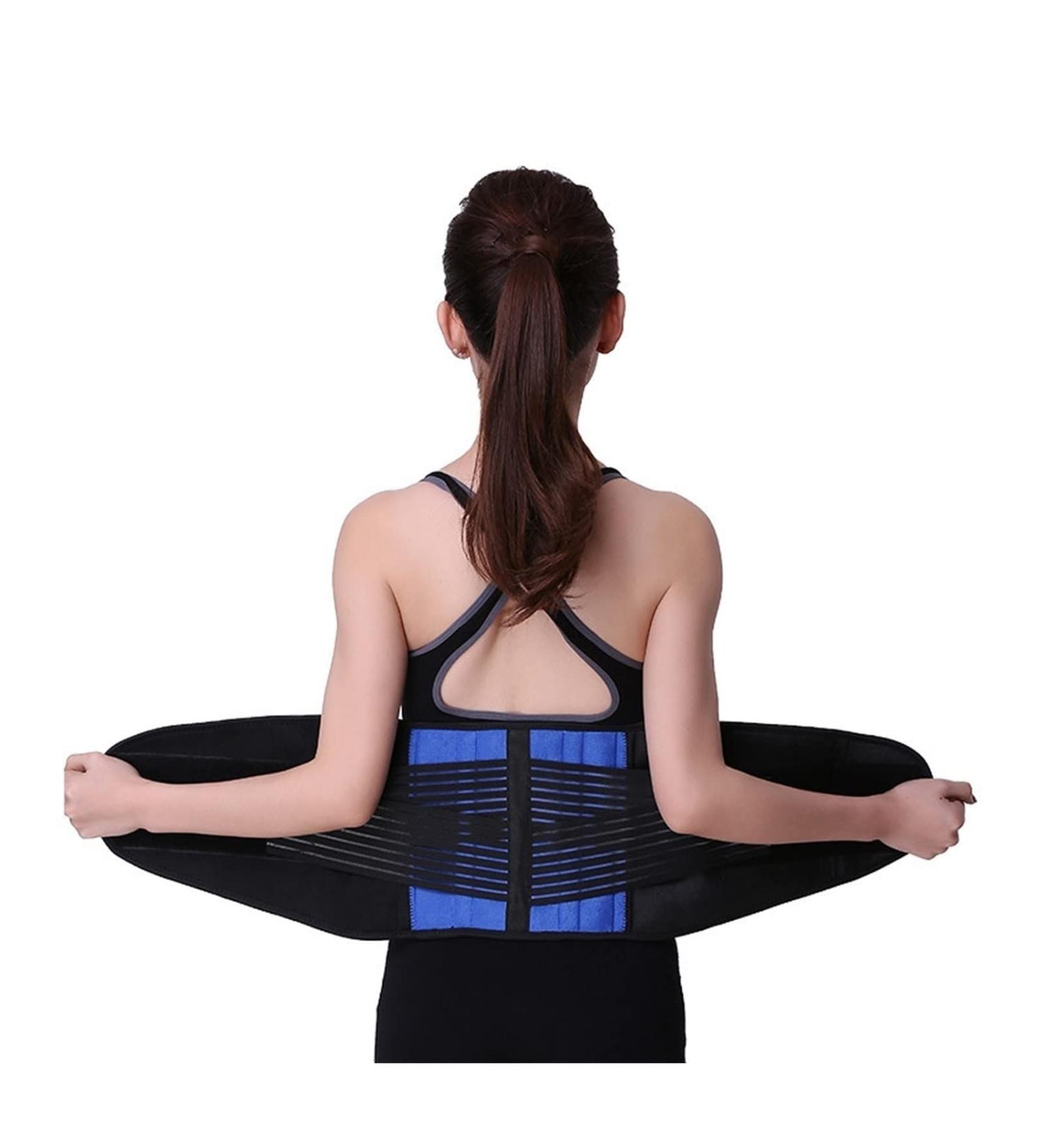 Plus Size S-6XL Back Brace - Lumbar Support & Posture Correction for Men & Women | Decompression Belt for Lower Back Pain Relief | X-Large Blue - Buy Online on GoSupps.com
