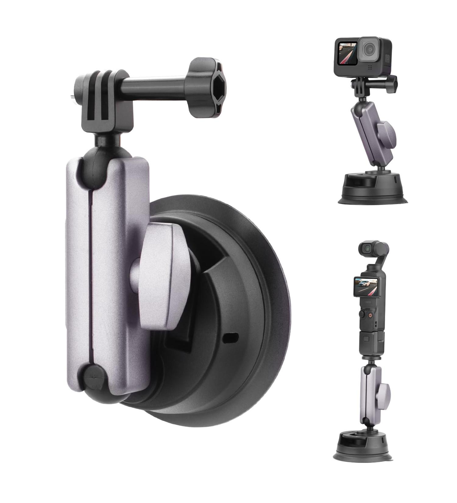 BRDRC Pocket 3 Suction Cup Bracket for Windshield & Window | Camera Holder for DJI Osmo Pocket 3 Action 4 Insta360 X4 X3 GoPro Hero 12 11 10 9 | Aluminum Alloy Accessories - Buy Online on GoSupps.com