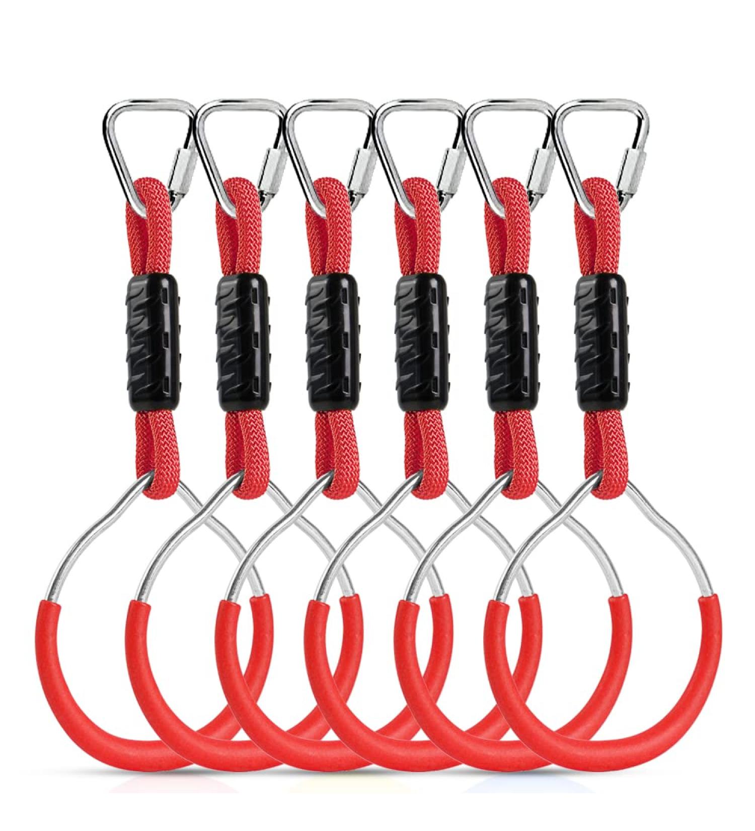 Ninja Rings Playground Equipment for Kids - 6 Pack Monkey Climbing Obstacle Rings (Red) - Buy Online on GoSupps.com