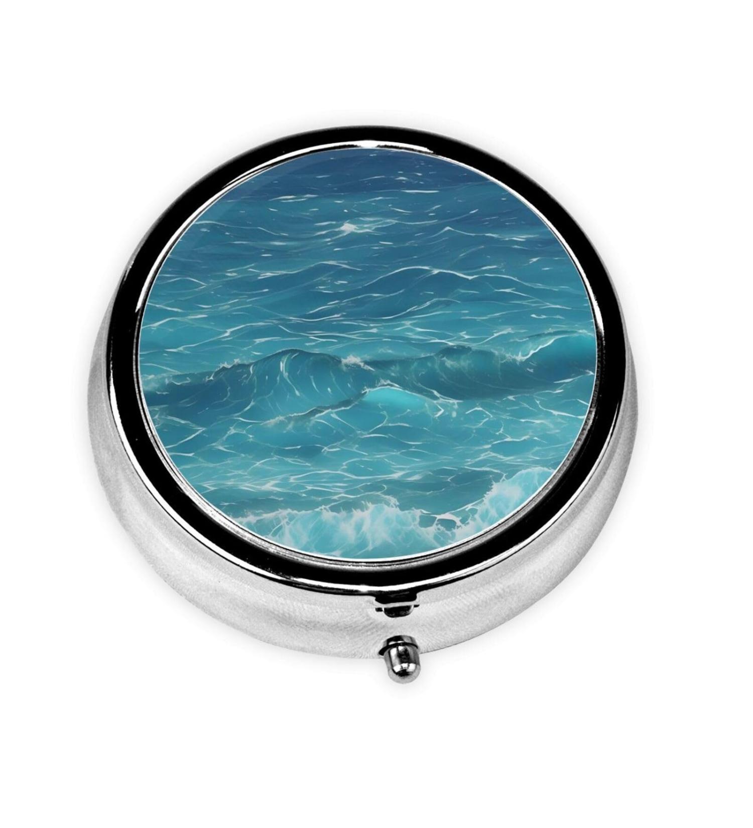 Deep Blue Searound Pill Box - Portable 3 Compartment Organizer for Travel | Compact Purse & Pocket Solution - Buy Online on GoSupps.com