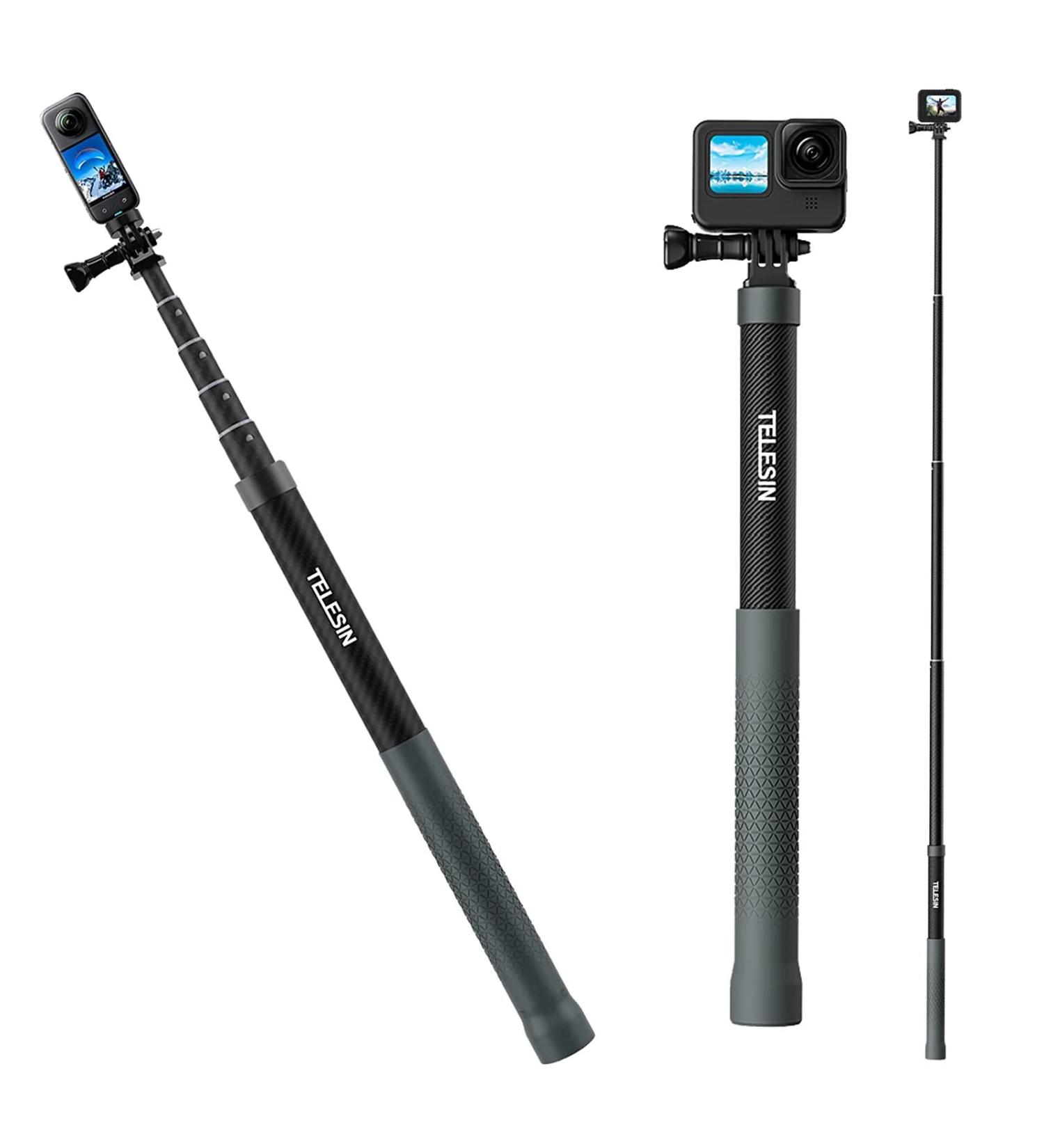 TELESIN Invisible Selfie Stick - 120cm Carbon Fiber Extension Pole for GoPro, Insta360, DJI Action, AKASO & More - Buy Online on GoSupps.com