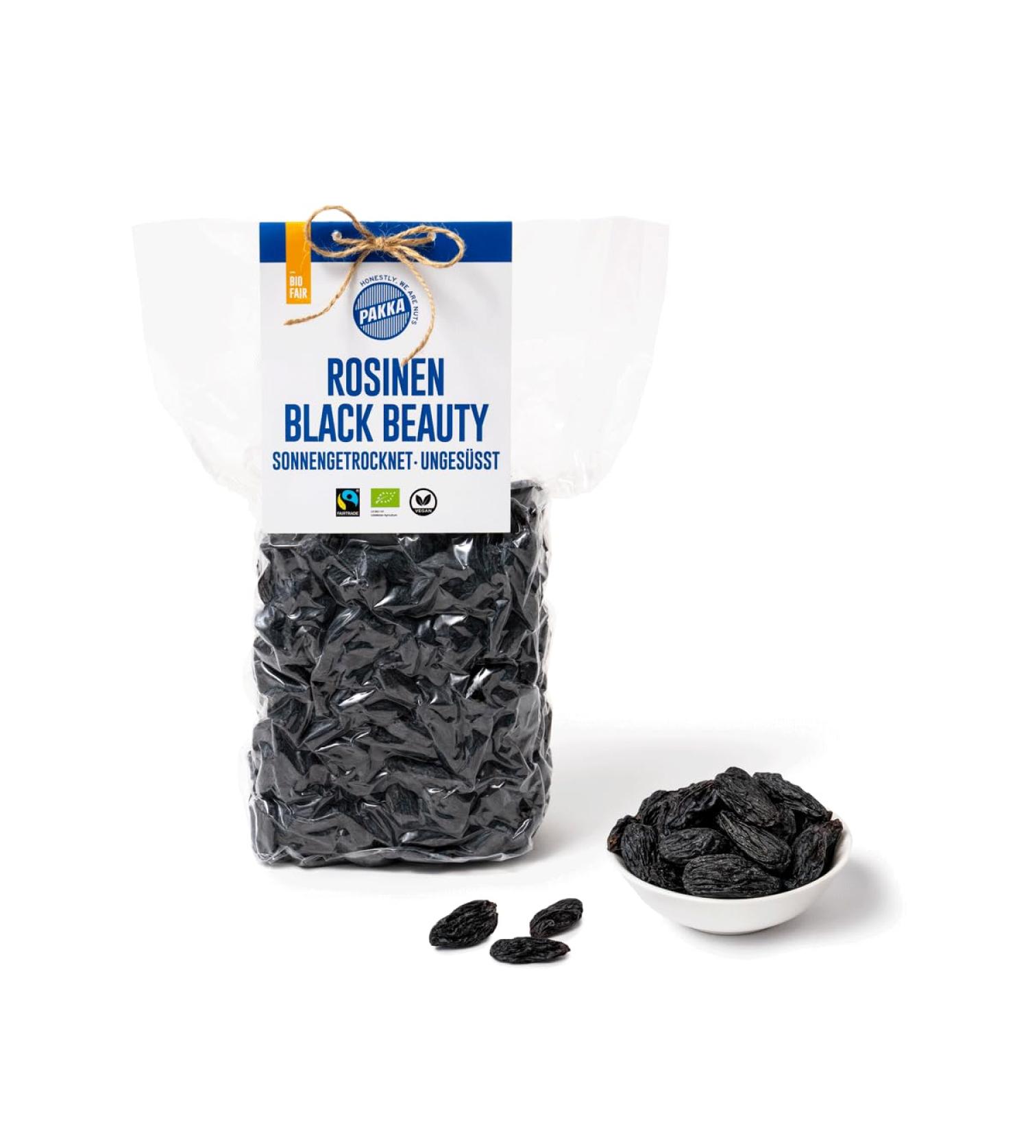 PAKKA - Organic Fairtrade Black Beauty Raisins 600g eco seedless black sun dried so served unoiled directly from young farmers in Samarkand in Uzbekistan 600 g - Buy Online on GoSupps.com