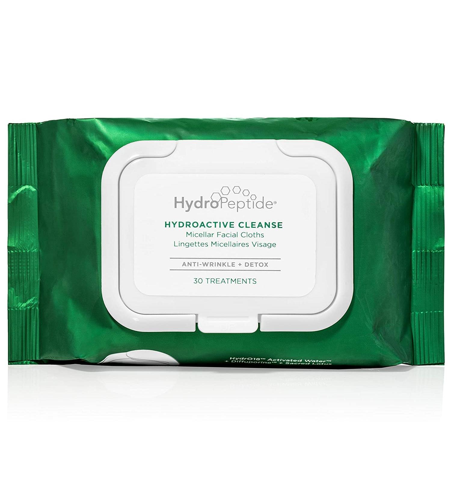 HydroPeptide HydroActive Cleanse Micellar Facial Cloths - 30 Count, Gentle Skin Cleansing, Hydrating and Nourishing - Buy Online on GoSupps.com