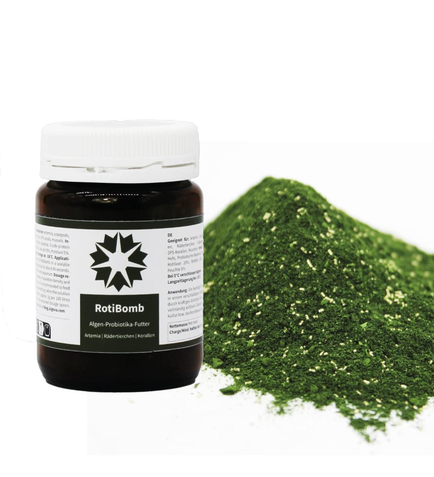 algova RotiBomb - Innovative food based on algae and probiotics for Artemia Daphnia water fleas fairy crabs rotifers copepods shrimps Mysis corals and mussels (50g) - Buy Online on GoSupps.com