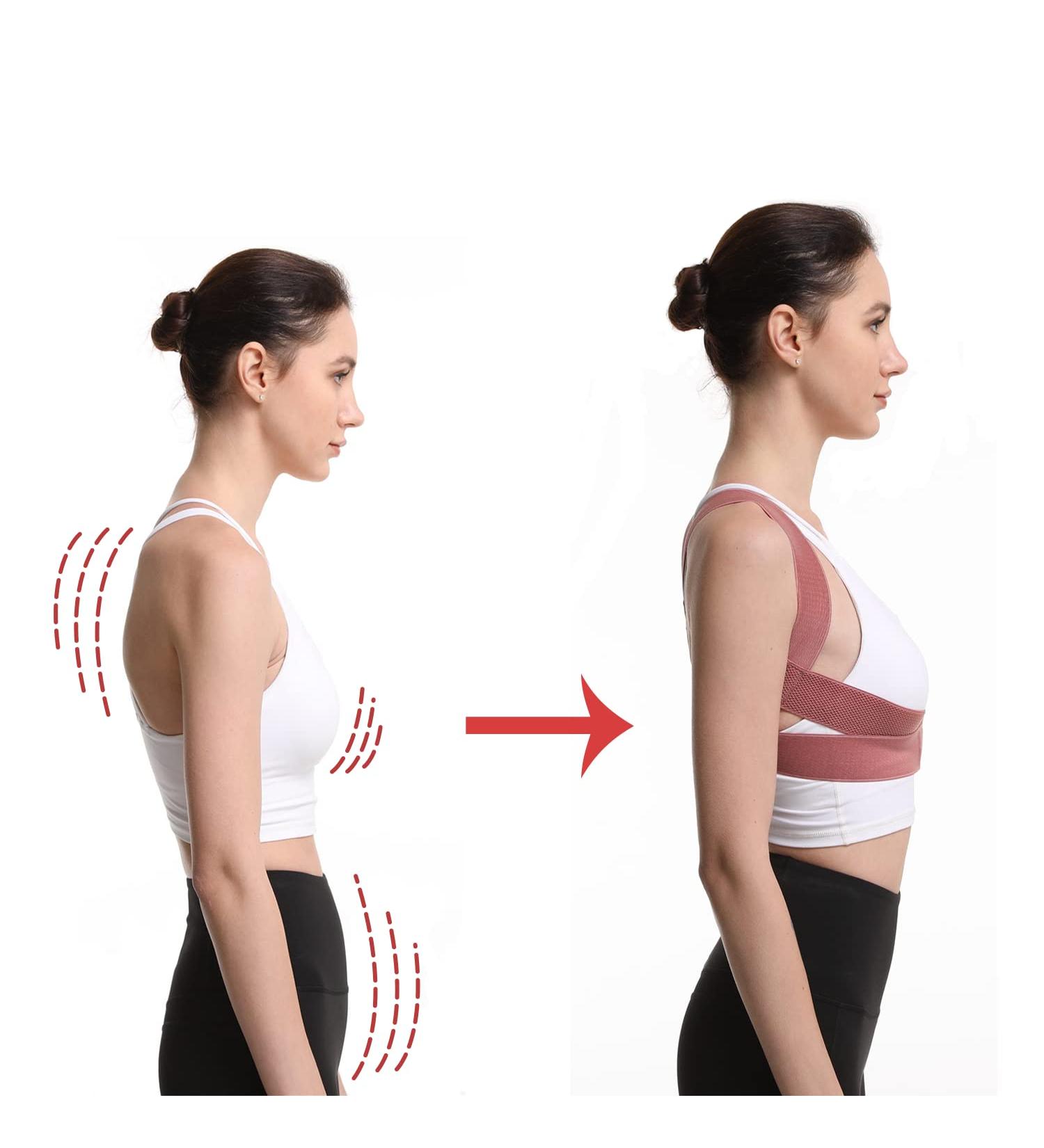 Focuswell Adjustable Posture Corrector for Women - Pink Upper Back Brace S-M - Buy Online on GoSupps.com