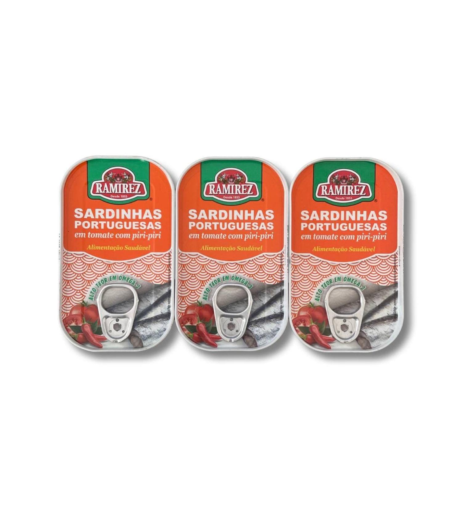 Portuguese Sardines In Tomato Sauce With Chili Pepper - 3 x 125 g - Ramirez - Portugal - Buy Online on GoSupps.com