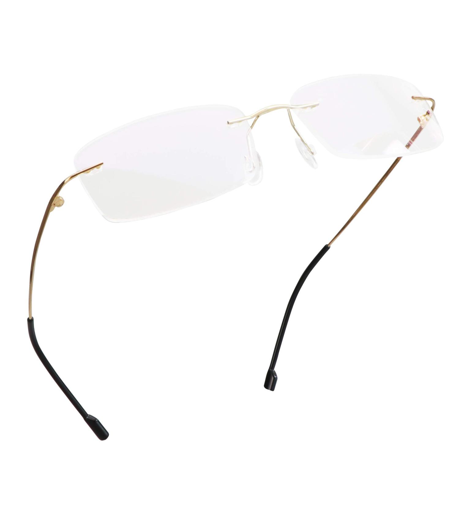 LifeArt Blue Light Blocking Computer Reading Glasses | Anti Blue Rays | Reduce Eyestrain | Stylish Rimless Frame Tinted Lens for Men and Women (Golden, No Magnification) - 02_858_golden - Buy Online on GoSupps.com