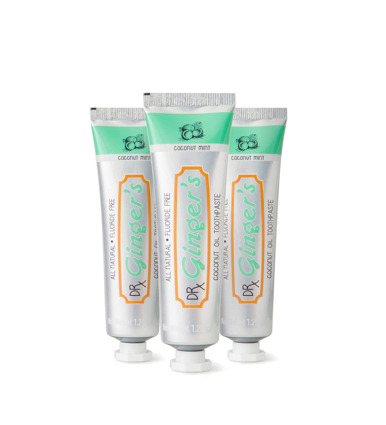 Dr. Ginger's Coconut Oil Toothpaste Travel Size 3ct - All-Natural Oil Pulling & Xylitol Blend for Fresh Breath, Gum Health, Plaque Prevention - Coconut Mint Flavor - Fluoride-Free - 1.25oz - Buy Online on GoSupps.com