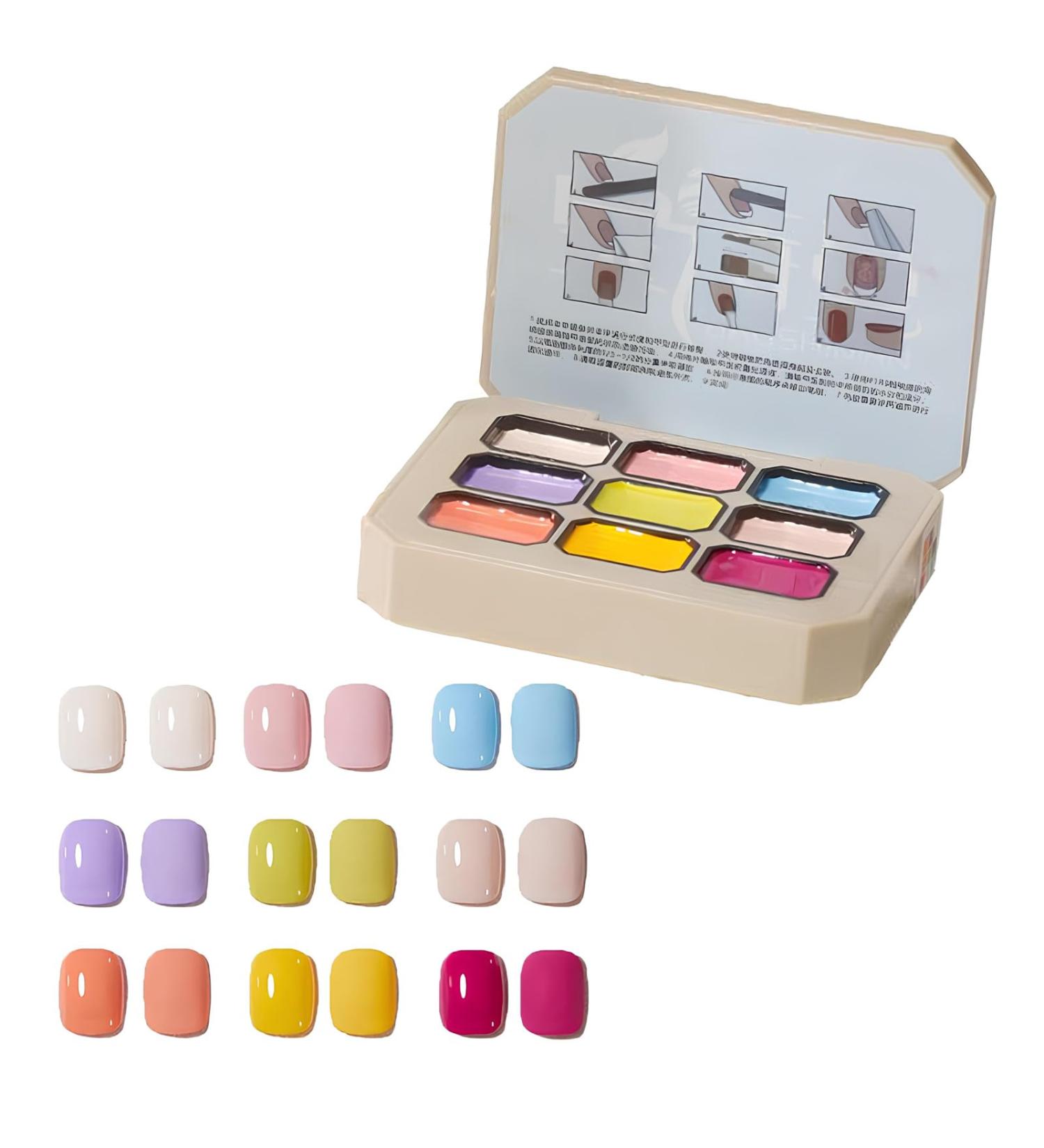 Solid Gel Polish 9 Colors Solid Cream Gel Polish Palette Highly Gloss Multi-Color for Nail Art Design Home DIY Manicure Salon - Buy Online on GoSupps.com
