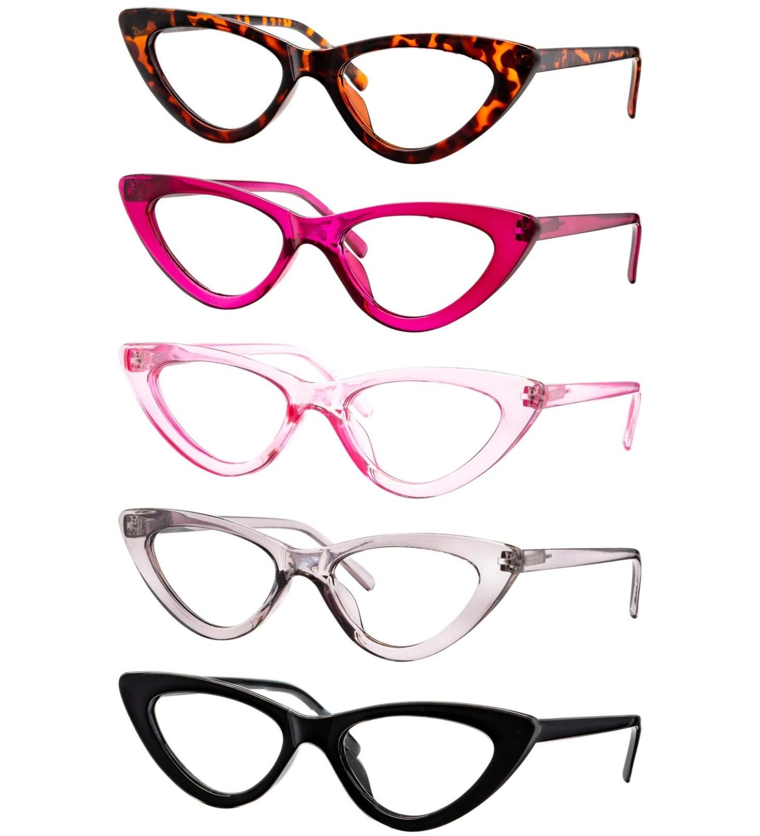Yogo Vision Reading Glasses 5 Pk Readers for Women Cateye Eyeglasses and Light Spring Hinge Frame +2.75 Set of 5: Black  Grey  Pink. Hot Pink  Brown Havana 2.75 x - Buy Online on GoSupps.com