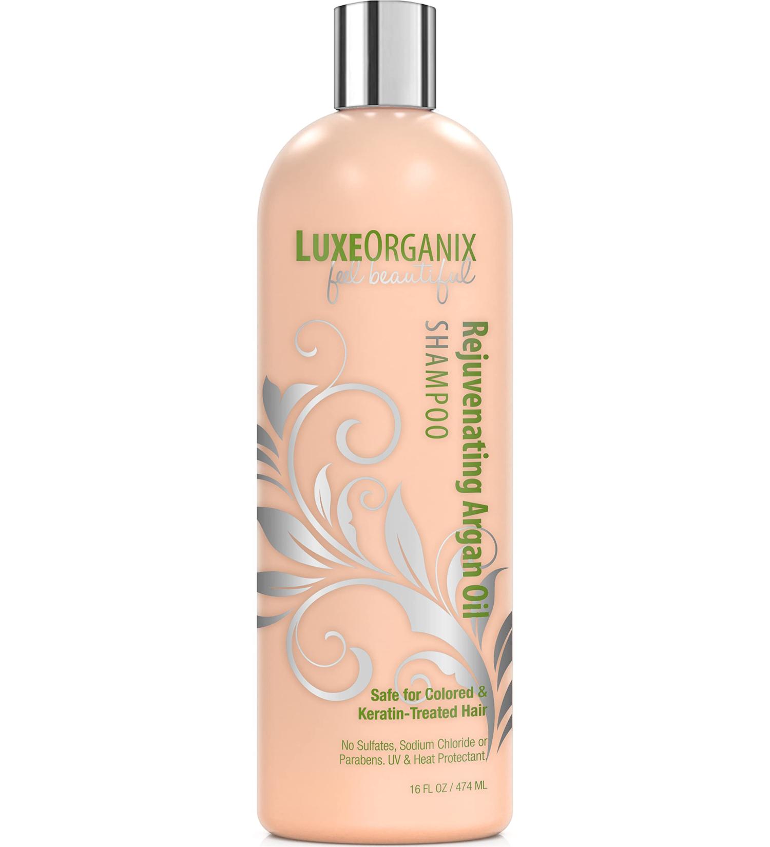 Sulfate Free Moroccan Argan Oil Shampoo for Color Treated and Keratin Treated Hair - Smooths Damaged, Dry, Curly, Frizzy Hair - SLS and Cruelty Free - 16oz Made in USA by LuxeOrganix - Buy Online on GoSupps.com