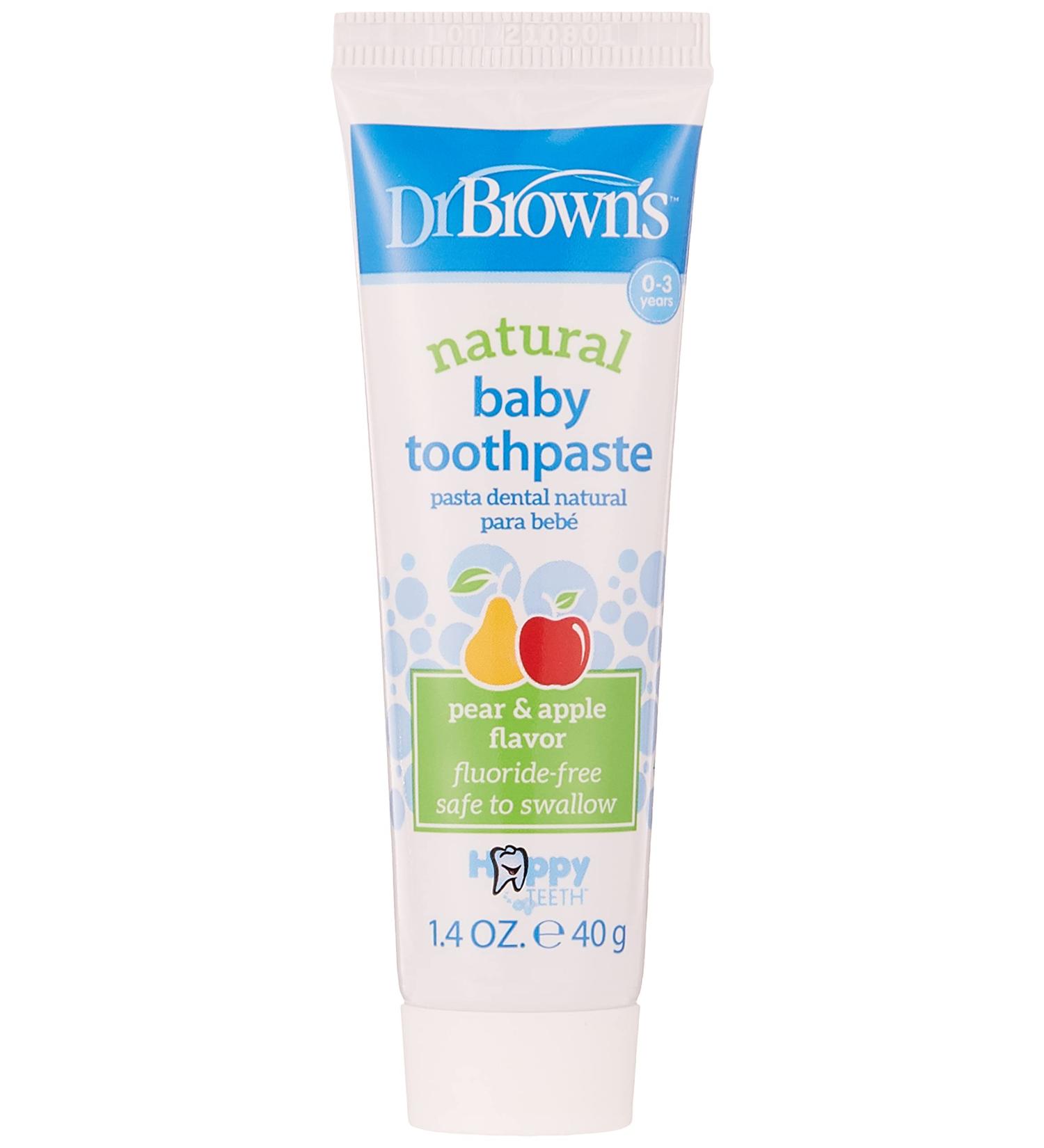 Dr. Brown's Baby Toothpaste Apple Pear Flavor | Fluoride Free | Made in USA | 0-3 Years | 1.4oz - Buy Online on GoSupps.com