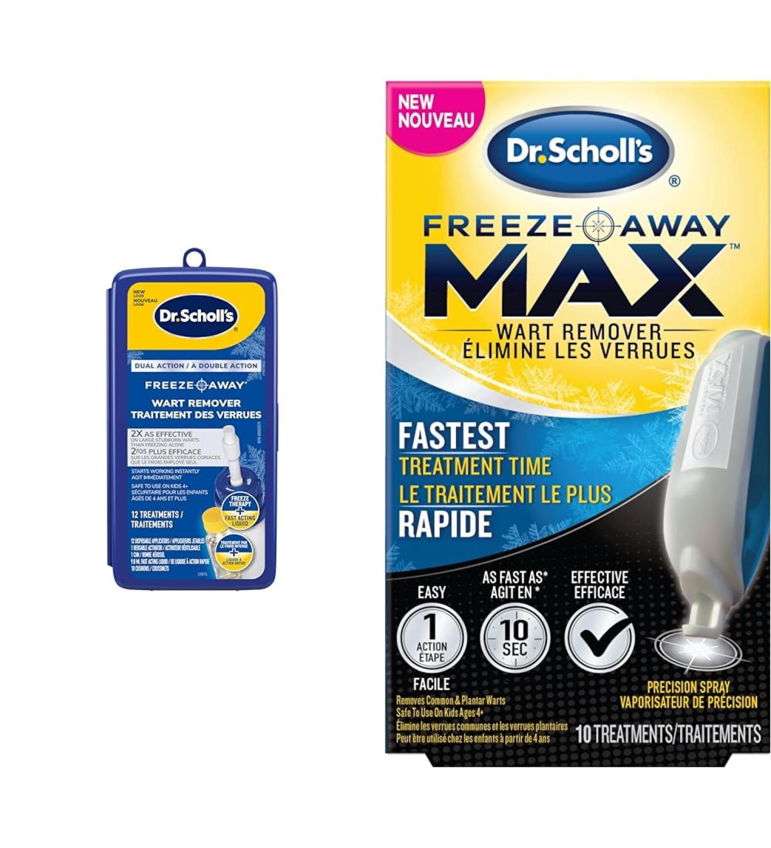 Dr. Scholl s Dual Action FreezeAway Wart Remover 12 Treatments. For Common and Plantar Warts 33 Count (Pack of 1) & Freeze Away Max Wart Remover Wart Remover + Max Wart Remover - Buy Online on GoSupps.com