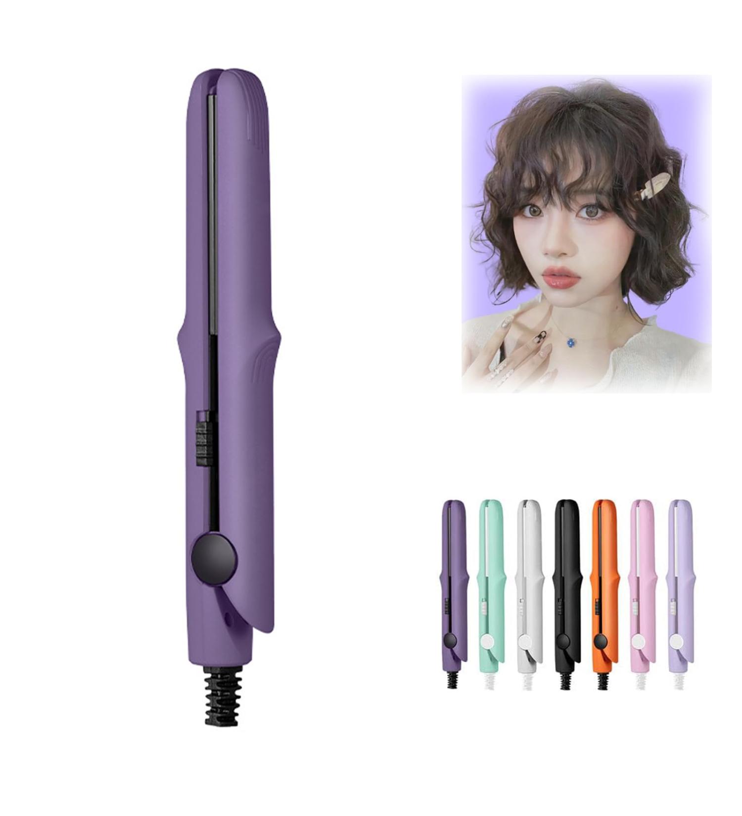 2-in-1 Mini Curling Wand & Flat Iron Hair Straightener Mini Dual Purpose Curling Iron Mini Curling Iron for Short Hair Portable Travel Curling Wand & Straightening Iron (G) - Buy Online on GoSupps.com