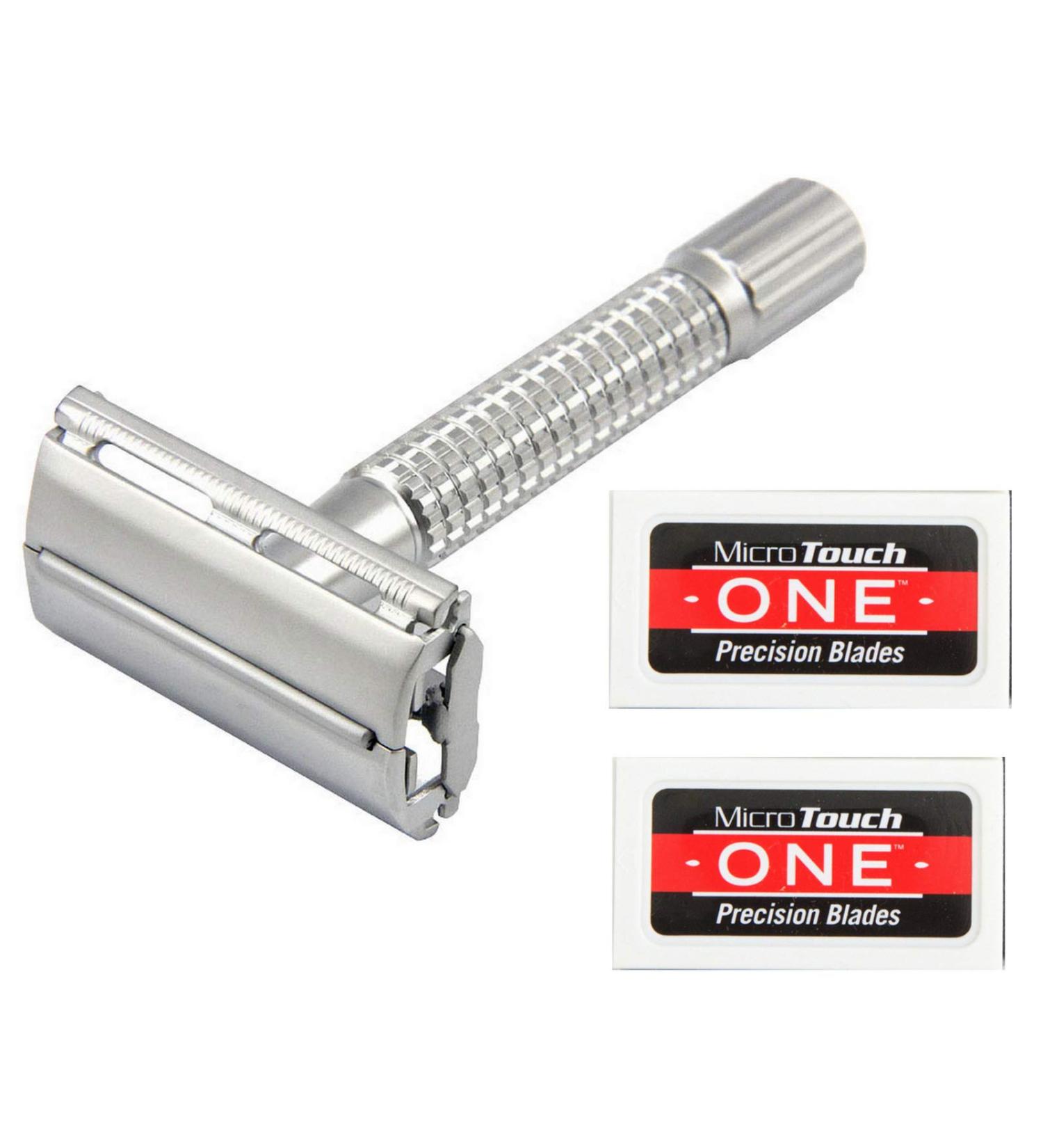 Old-Fashioned Double Edge Razor with 12 Stainless Blades for the Ultimate Shaving Experience - Buy Online on GoSupps.com