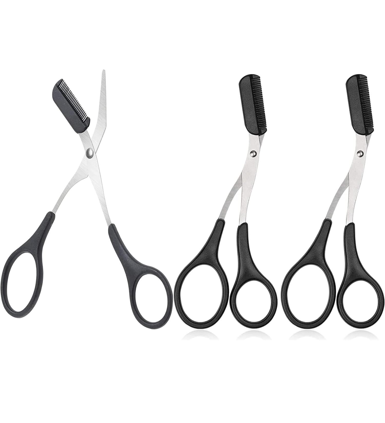 NHCDFA Eyebrow Scissors with Comb Eyebrow Grooming Beauty Tool for Men Women Stainless Steel Eyebrow Trimmer Professional Precision Eyebrow Trimmer Scissors with Comb Black (2 Pieces) - Buy Online on GoSupps.com