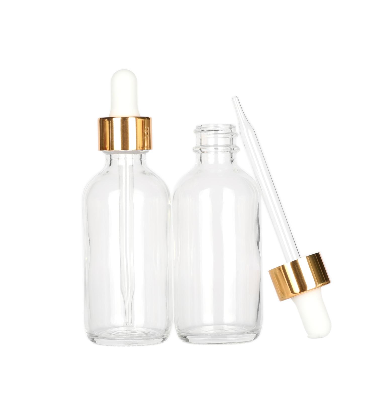Magic Season Boston Round Glass Bottles(Transparent / 30 ml with Gold Caps / 2 Pcs) - Buy Online on GoSupps.com