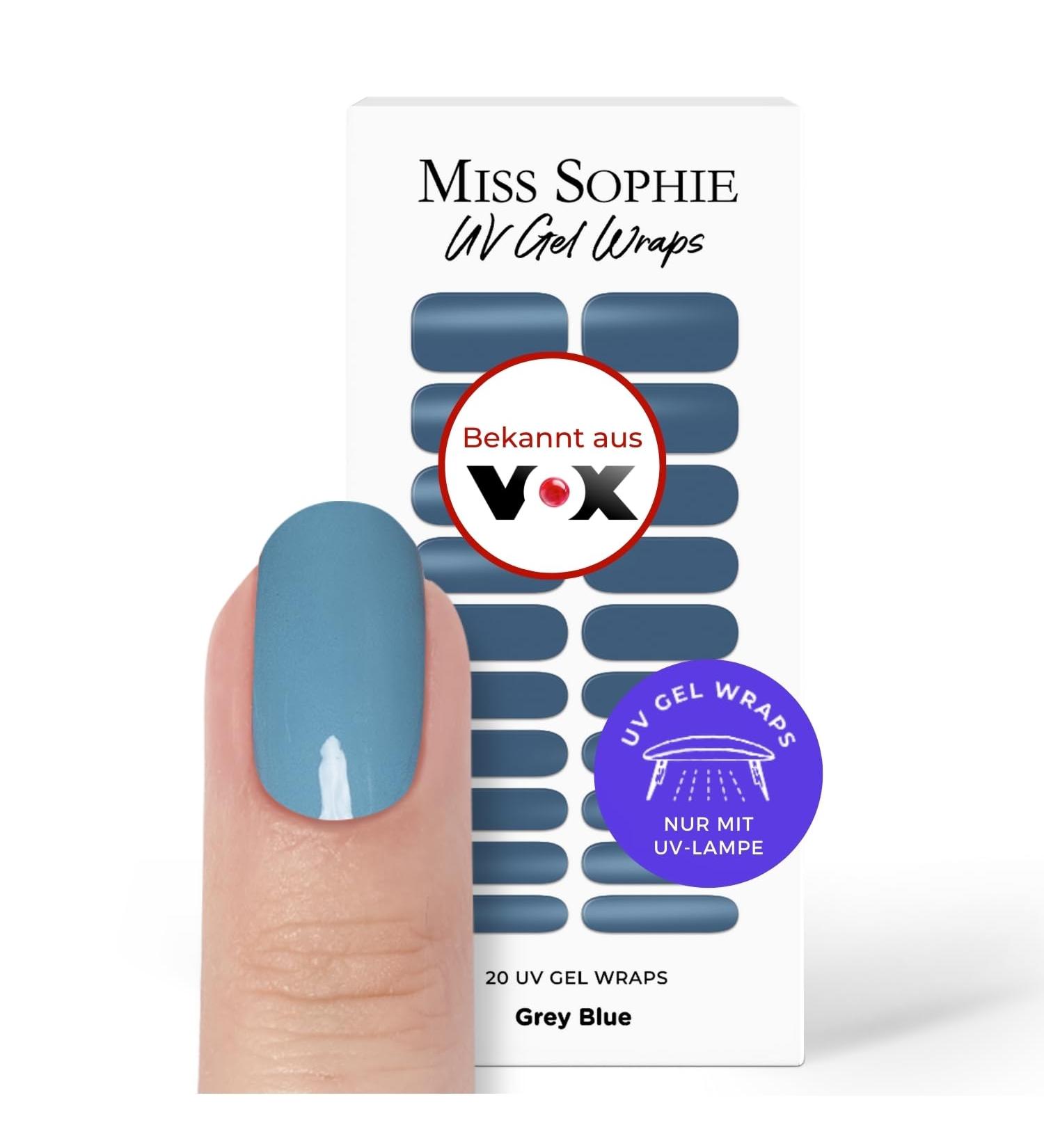 Original Miss Sophie UV Gel Nail Foils - The Blues | 20 Solid Color Grey Blue Nail Polish Strips for Finger & Toenails - International Shipping Available - Buy Online on GoSupps.com